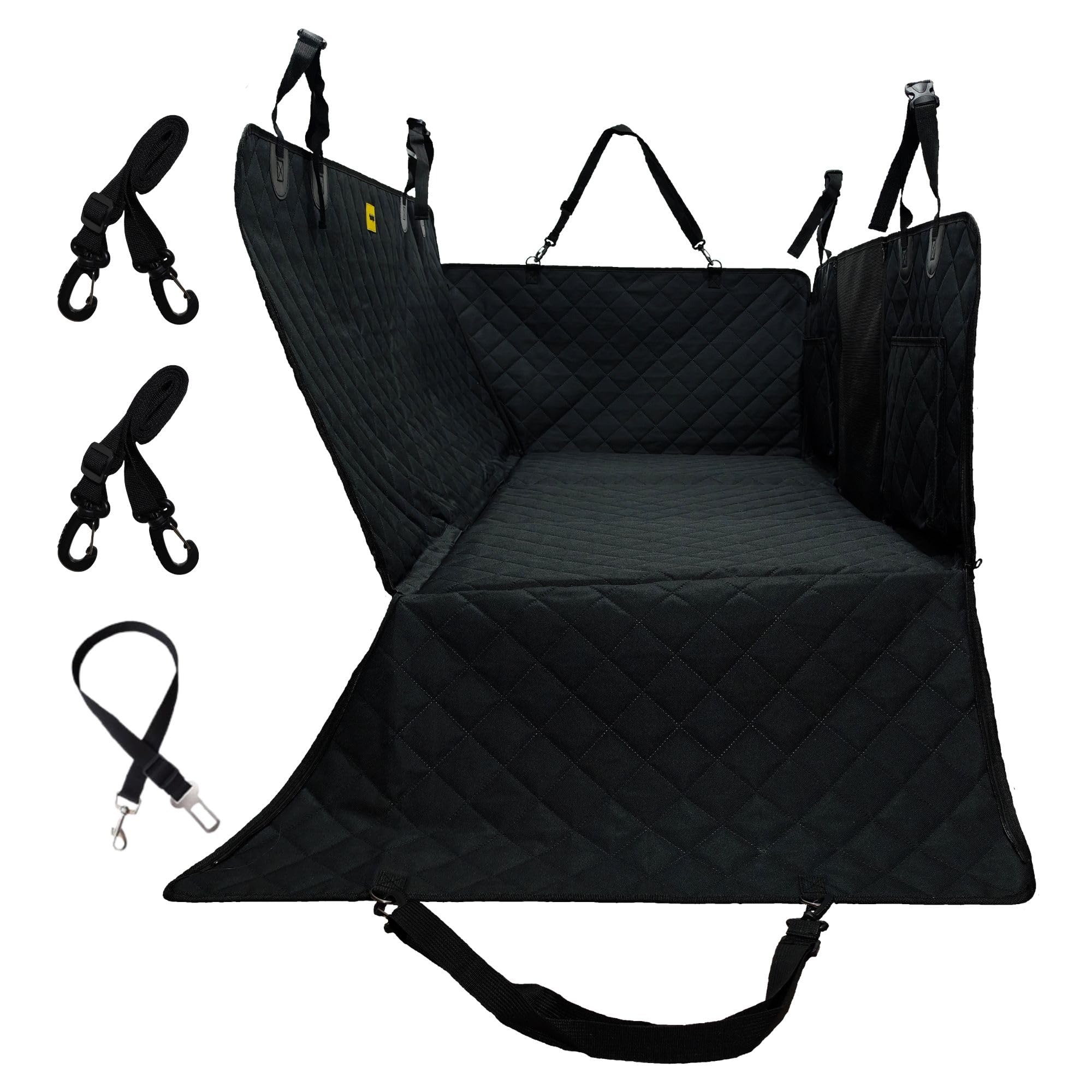 Dog Car Seat Cover for Back Seat with Hard Bottom, Waterproof Back Seat Extender, Upgraded Comfort Hammock, Anti-Scratch, Non-Slip, Easy to Clean, Supports up to 400lbs for Cars/SUVs/Small Truck