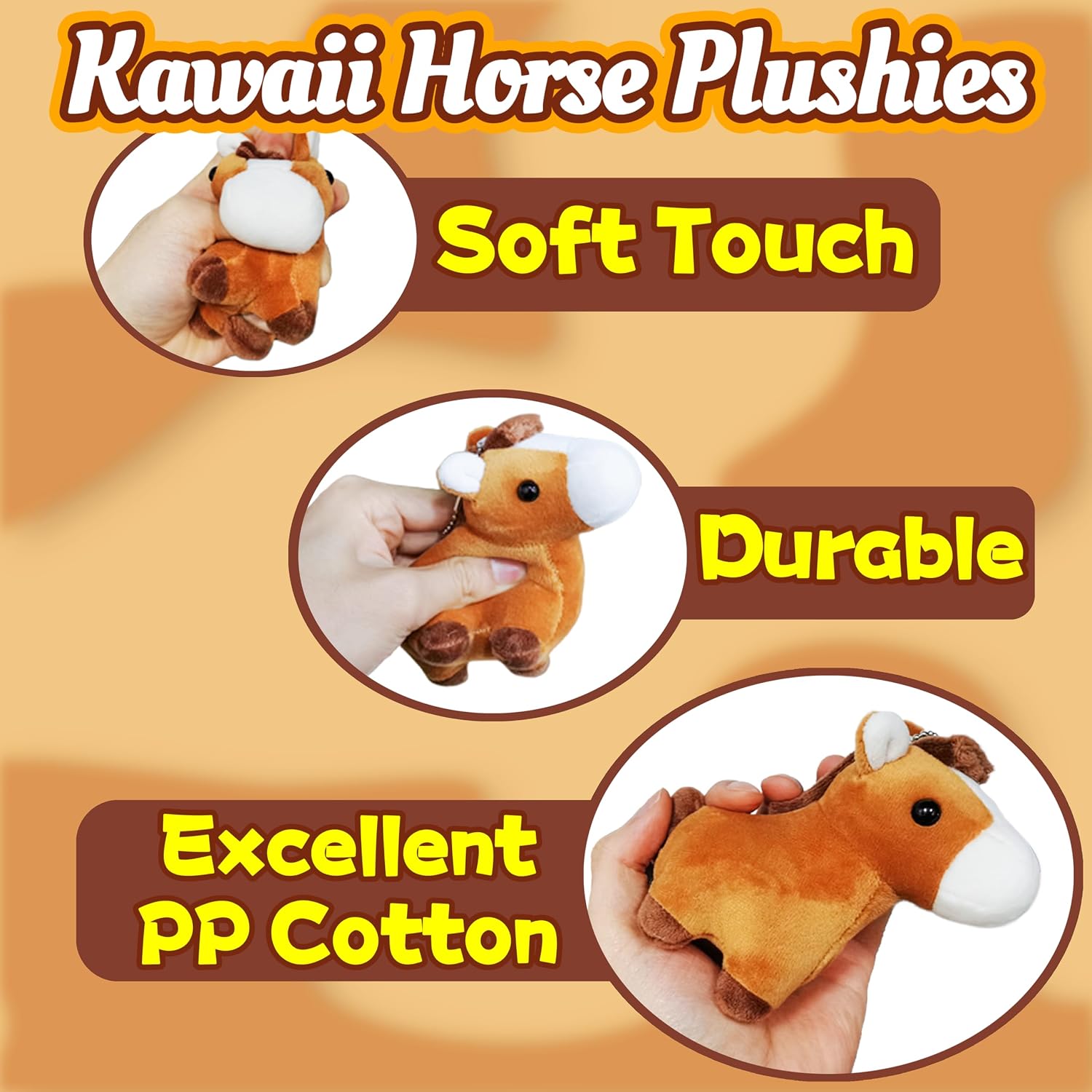 Kawaite Cuddly Horse Stuffed Animal Plush Toys for Kids and Babies, Kawaii Plushies, Soft Horse Plush Toy Dolls, Kids Plushie Keychains, Small Stuffed Animals for Christmas Decoration