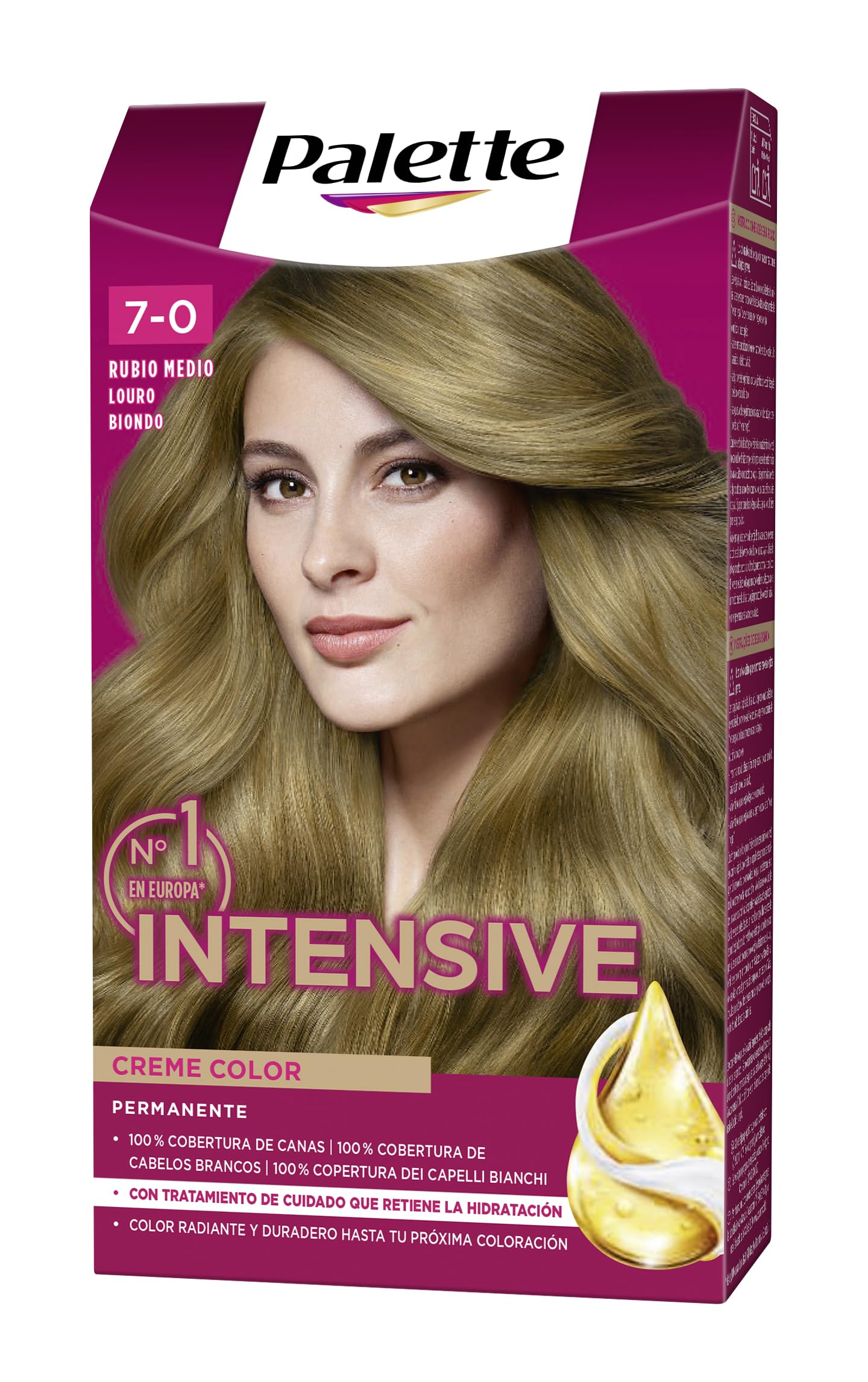 Schwarzkopf Palette Intense, Tono 7, Coloración Permanente, Palette ICC 7 Rubio Medio, 1 Unidad (Paquete de 1),