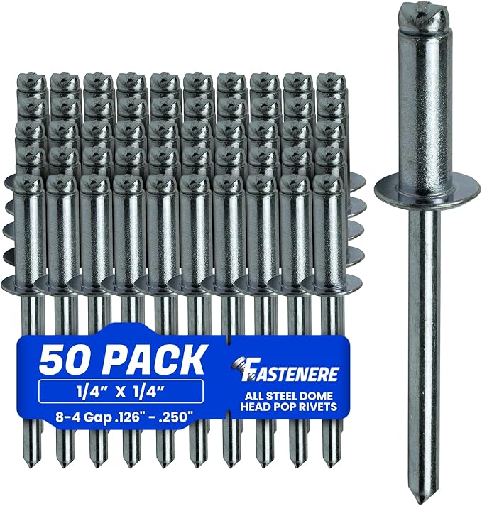 5000 Rivets Pop Acier 1/8 X 1/4 - Tête Dôme - Type 4-4 - Pour Bricolage Et Professionnels
