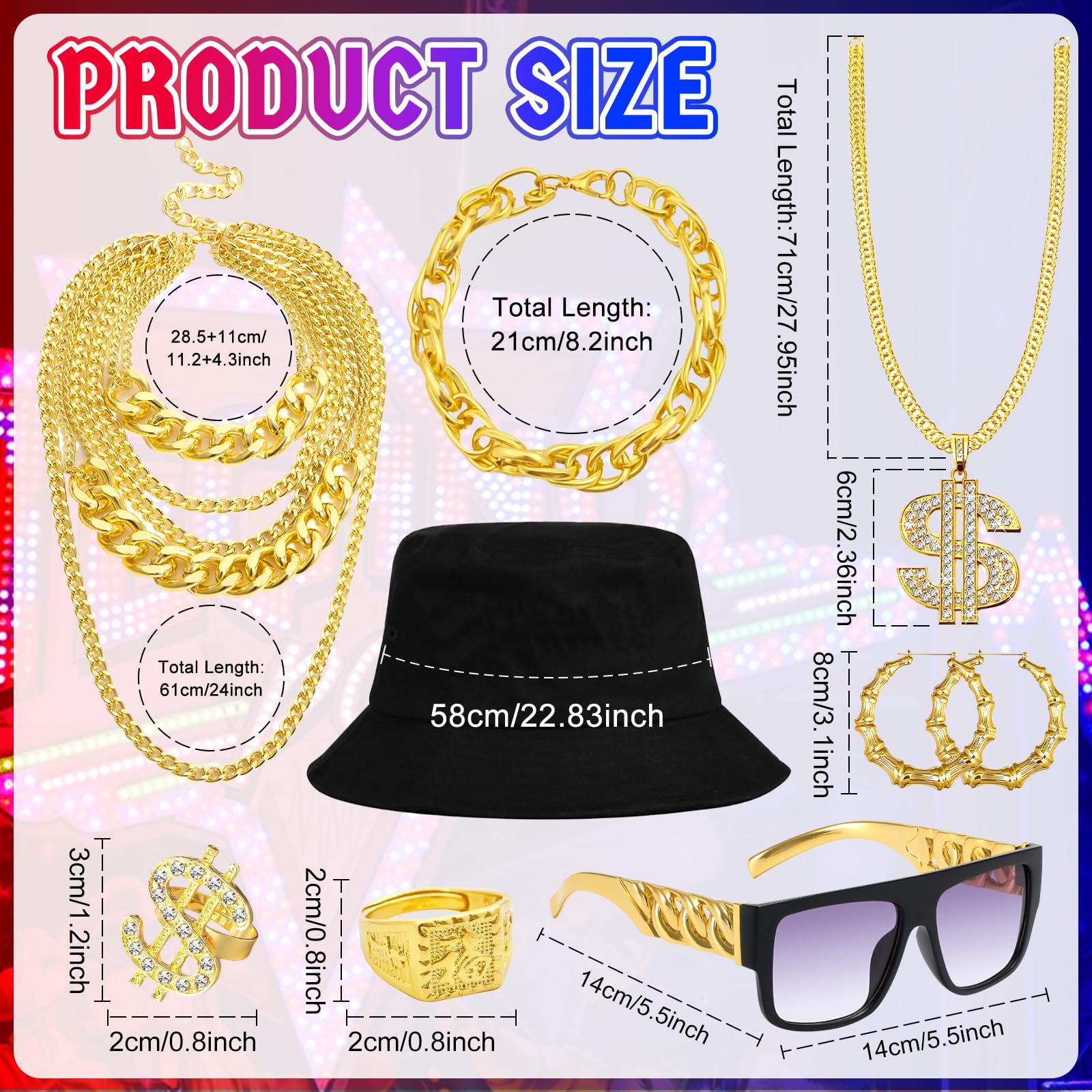 Saier tbo 10Pcs Hip Hop Costume Accessories - Image 2
