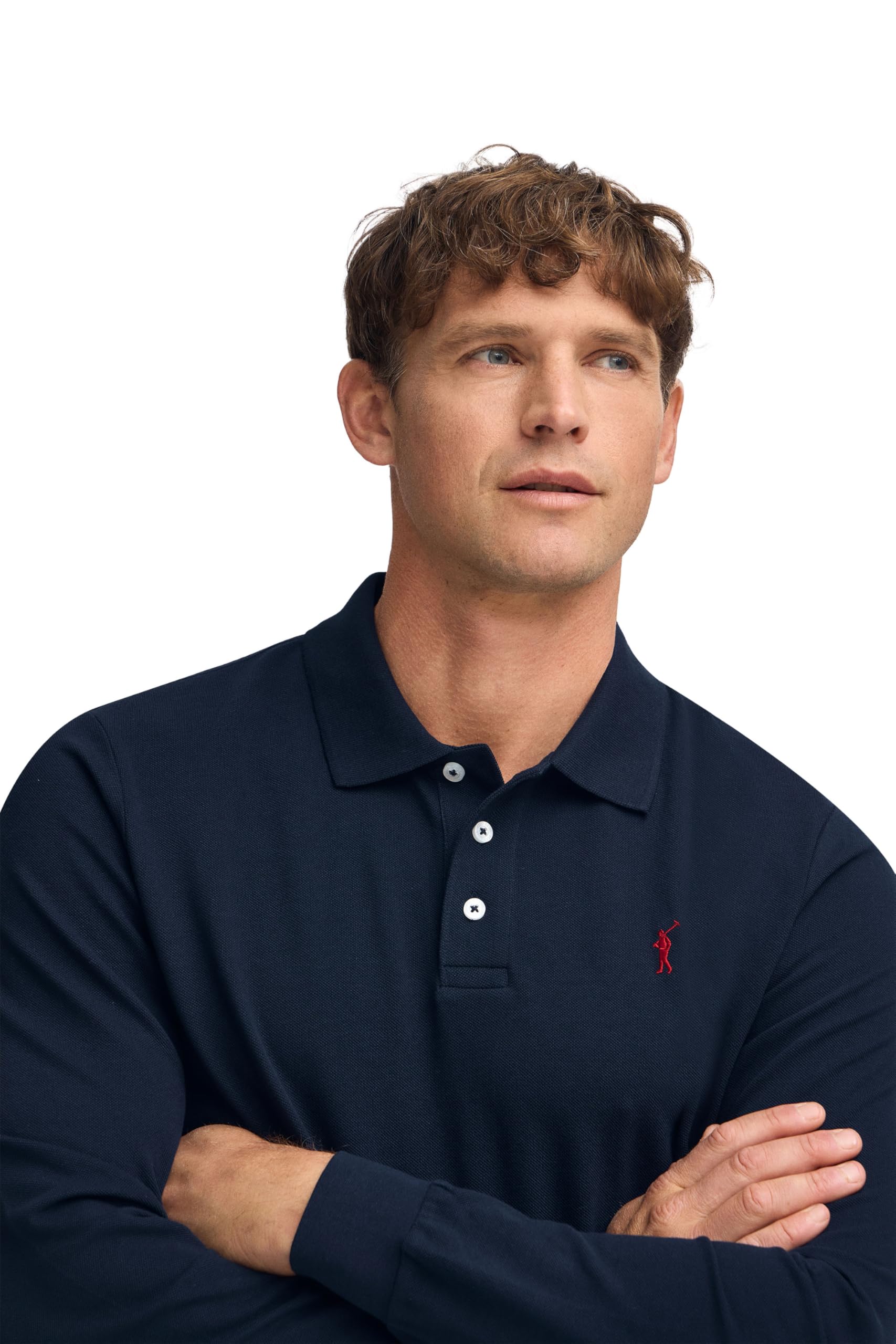 Polo Club Polo Elegante Uomo Manica Lunga Ricamo con Logo - 100% Cotone -