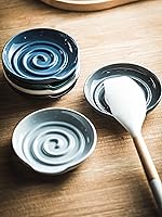 Vista 7 de Soporte para cucharas, cuchara de porcelana con bandeja de goteo, para múltiples utensilios, resistente al calor, soporte de cuchara de cerámica