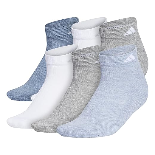 adidas Women's Athletic Cushioned Low Cut Ankle Socks (6 Pairs) Durable & Comfortable
