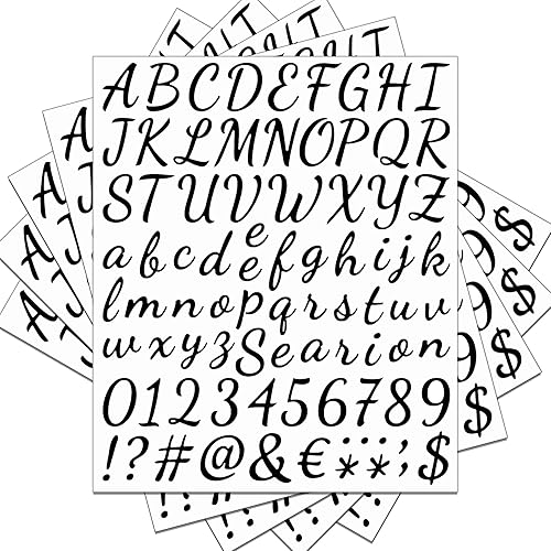 10 hojas de 840 piezas de vinilo negro autoadhesivas de letras del alfabeto, calcomanías de letras de números para buzón al aire libre, letras