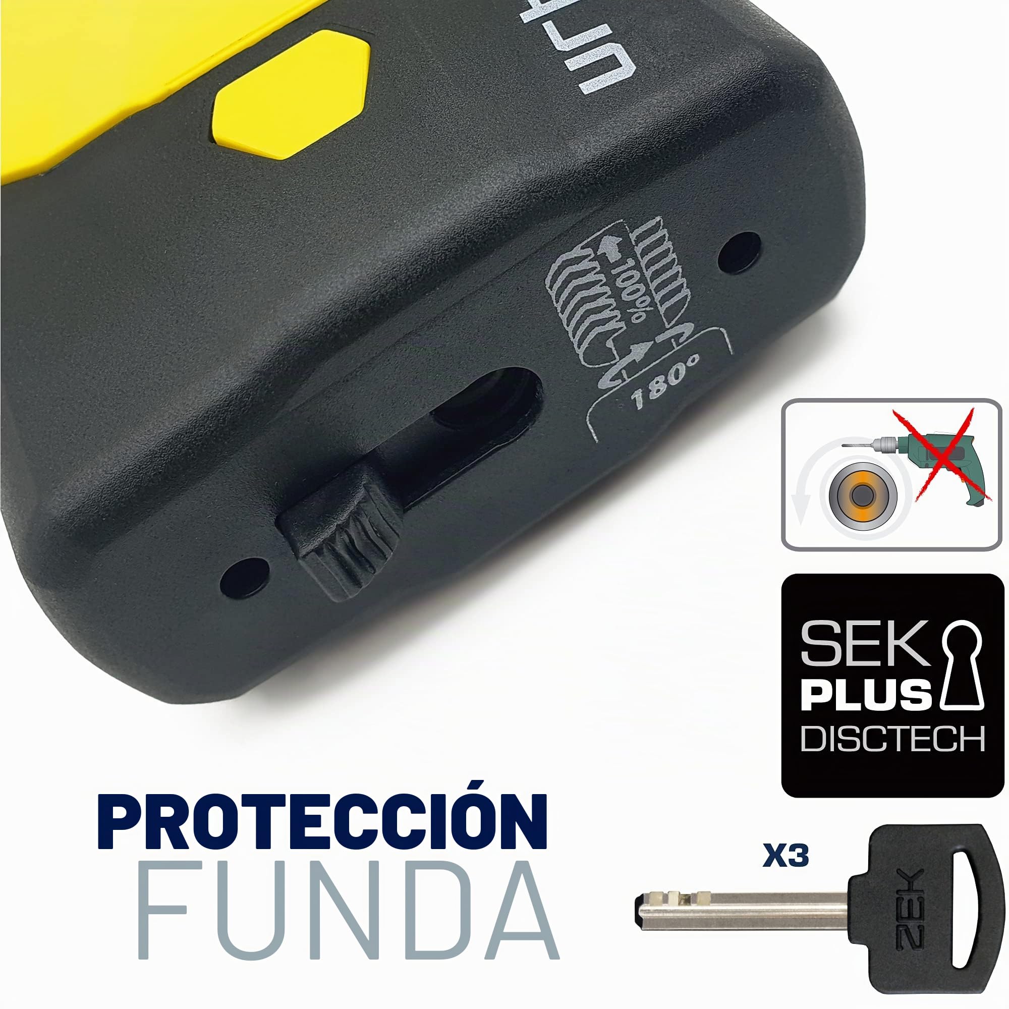 URBAN U8K Candado Moto Cadena Antirrobo, Homologación SRA Alta Seguridad, Acero Endurecido ø15, Doble Cierre, Cerradura Anti-Ganzua Anti-Taladro, 100cm para Anclaje Garaje Moto Bicicleta Eléctrica