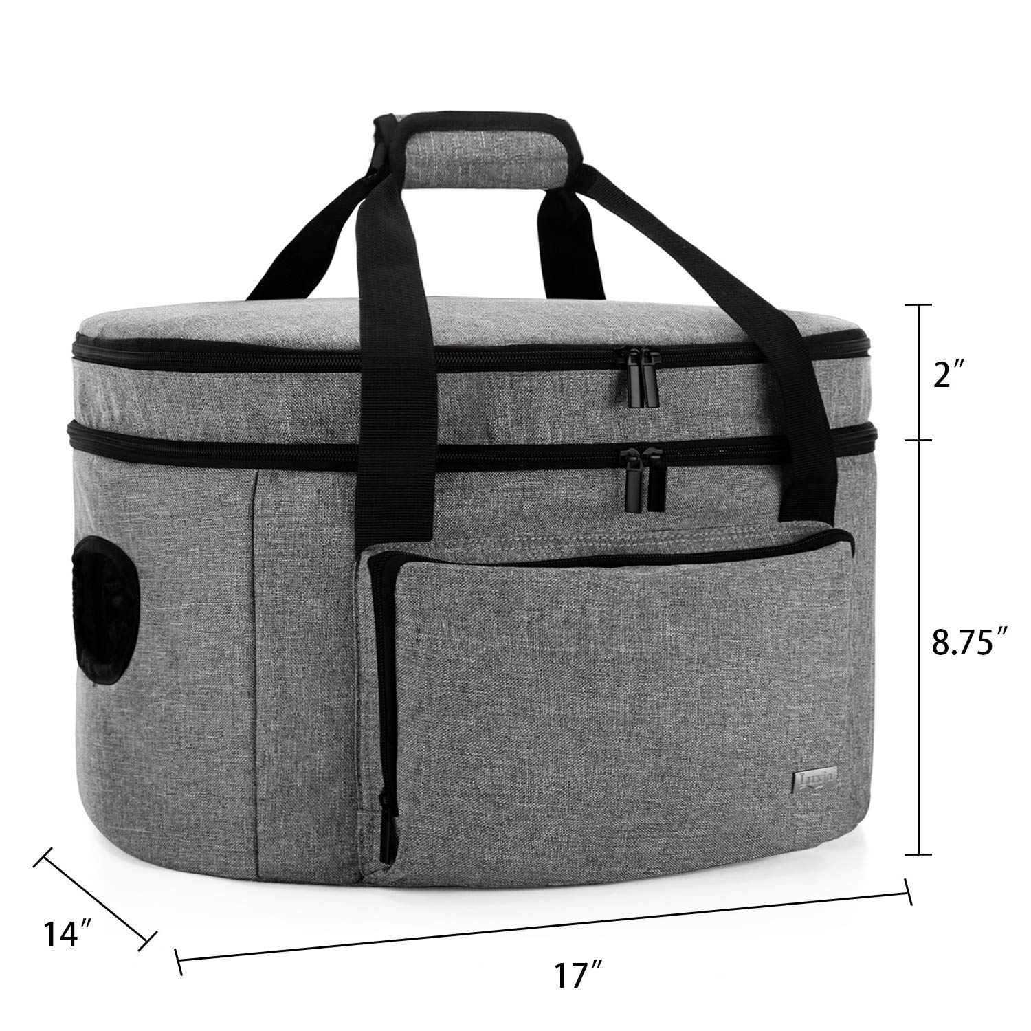 Bolsa de cocción lenta de doble capa (con una almohadilla inferior y correas de cierre de tapa), transportador aislado se adapta a la mayoría de ollas de cocción lenta ovaladas de 6 a 8 cuartos 7