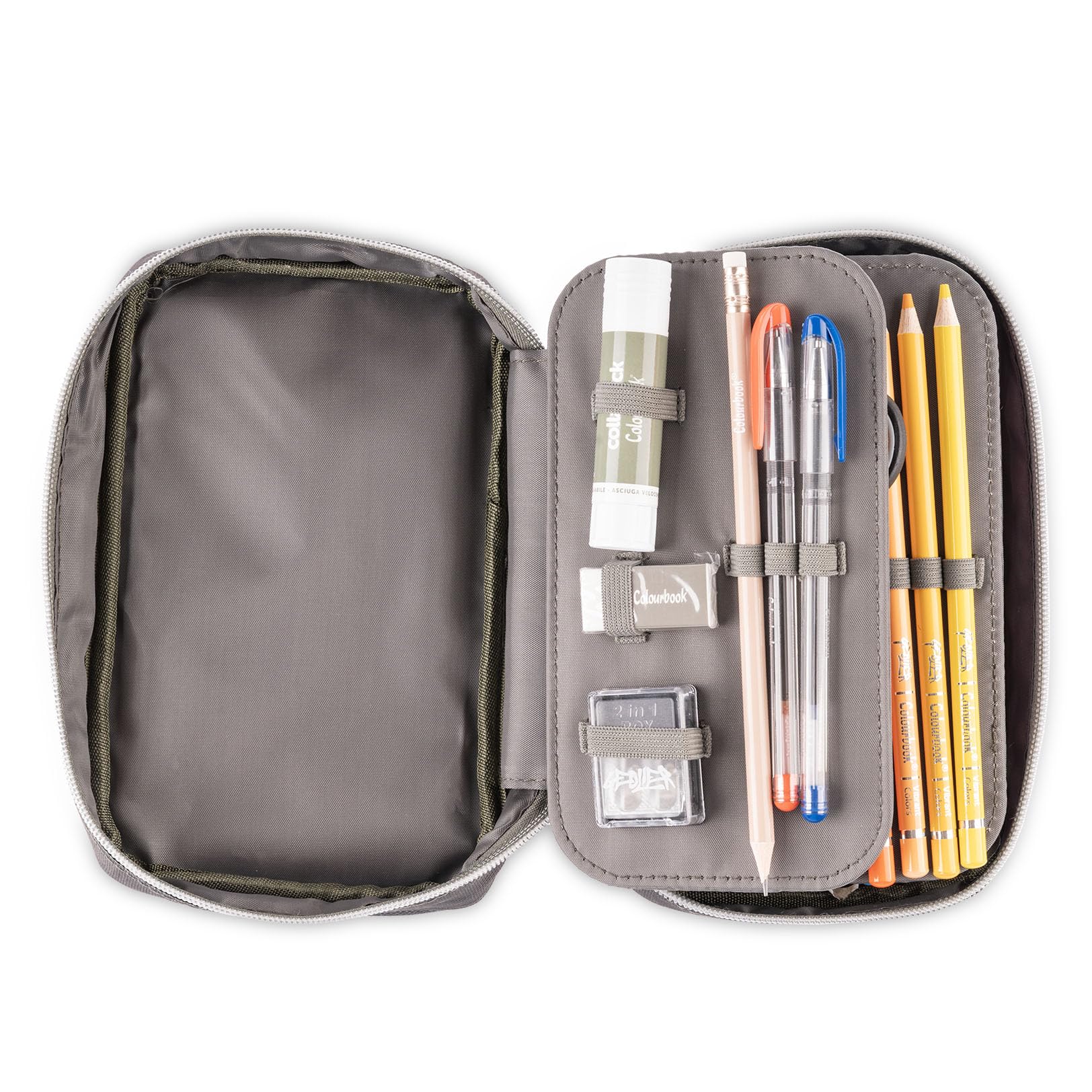 Colourbook Astuccio Scuola Geolier, 1 Zip Con Patina Interna, Organizzazione Completa Set 30+ Pezzi, Design Camouflage Resistente, Ideale Per Scuola E Studio