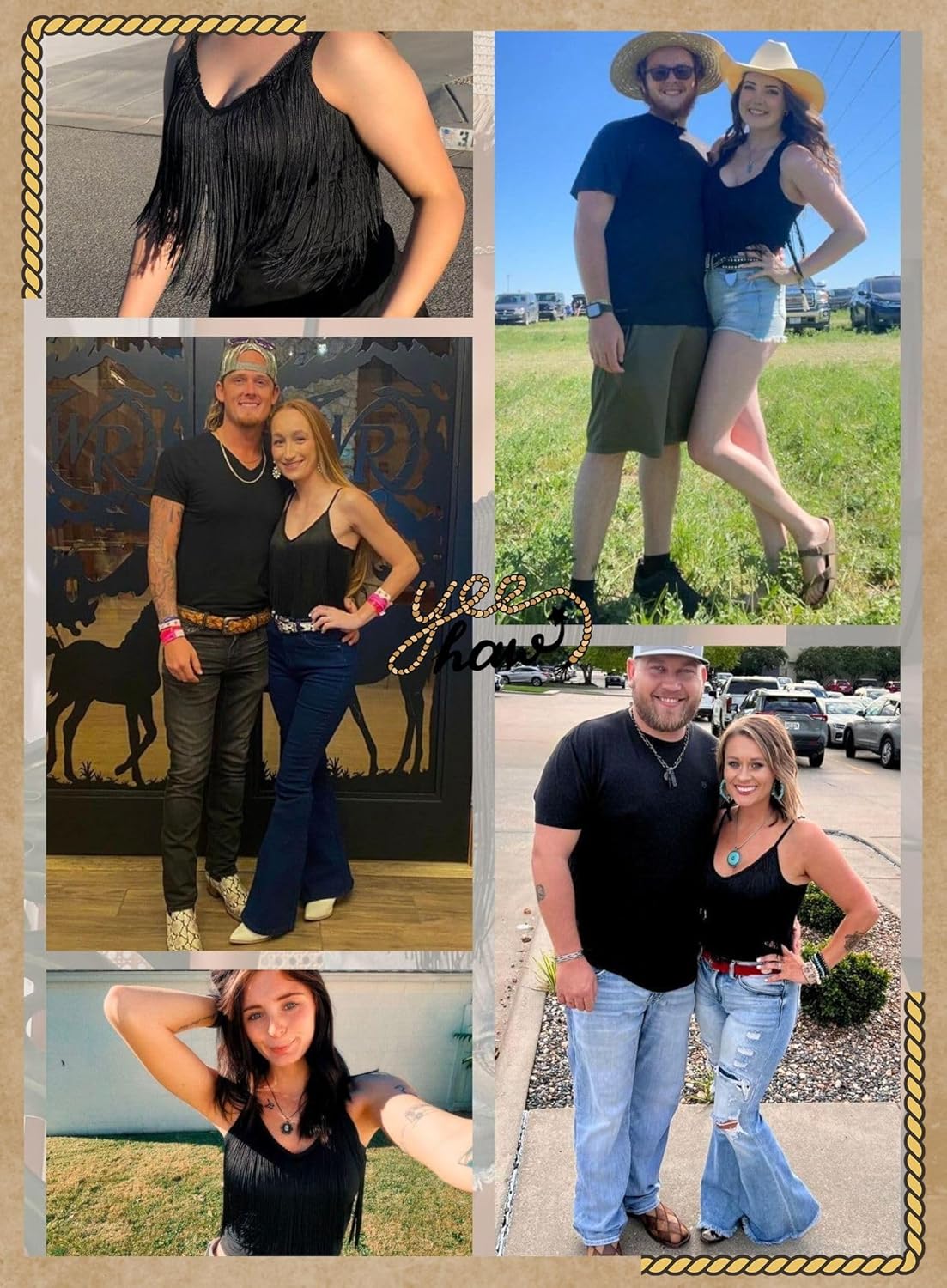 Womens Western Cowgirl Fringe Top - Country Concert Outfits Festival Tassel Hem Boho Rodeo Camisole Rave Tank Shirt - Image 6