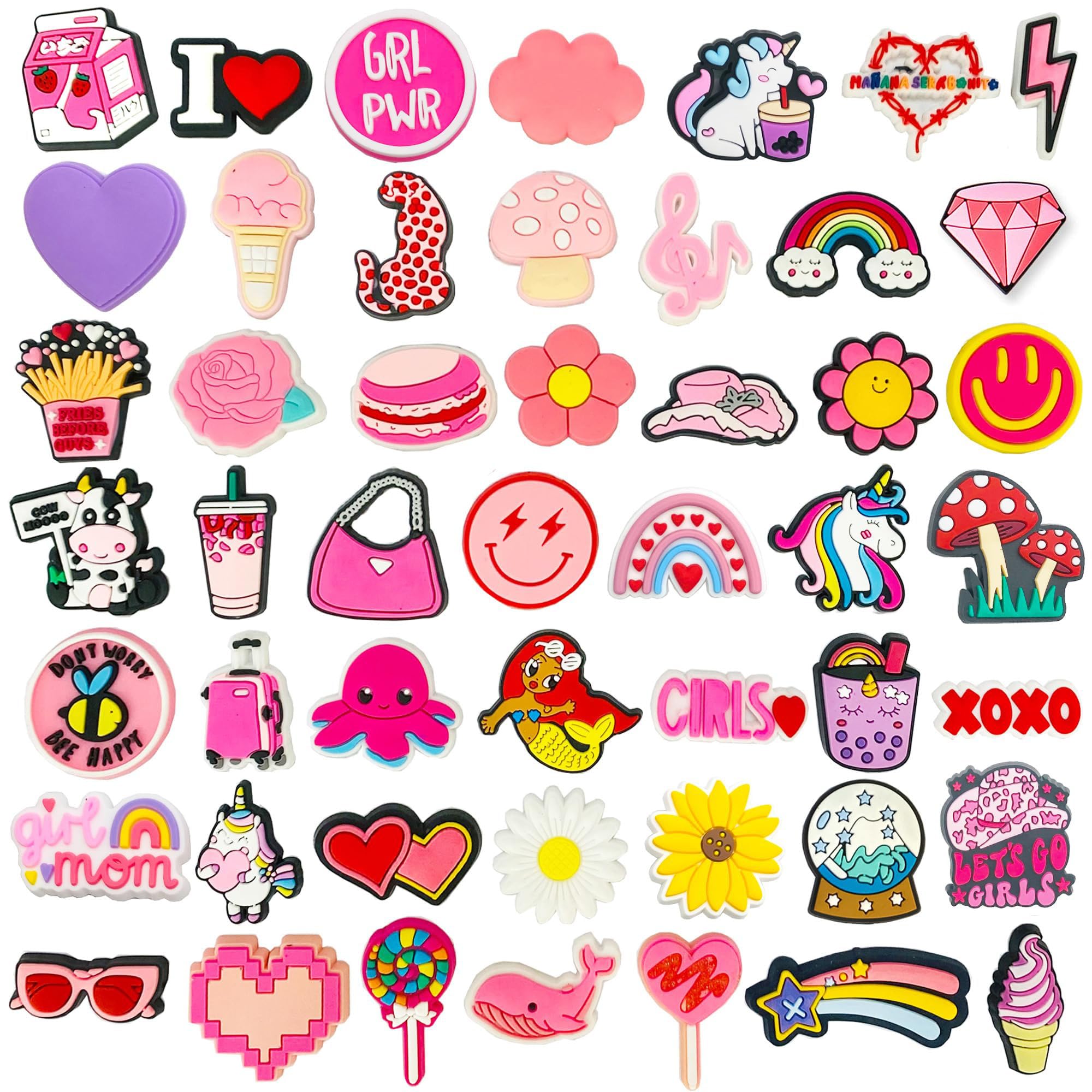 28 50 100pcs Different Shape Shoe Charms for Princess Gilrs and Boys Shoes Decorations Charms for Men Women Adult Birthday Gift