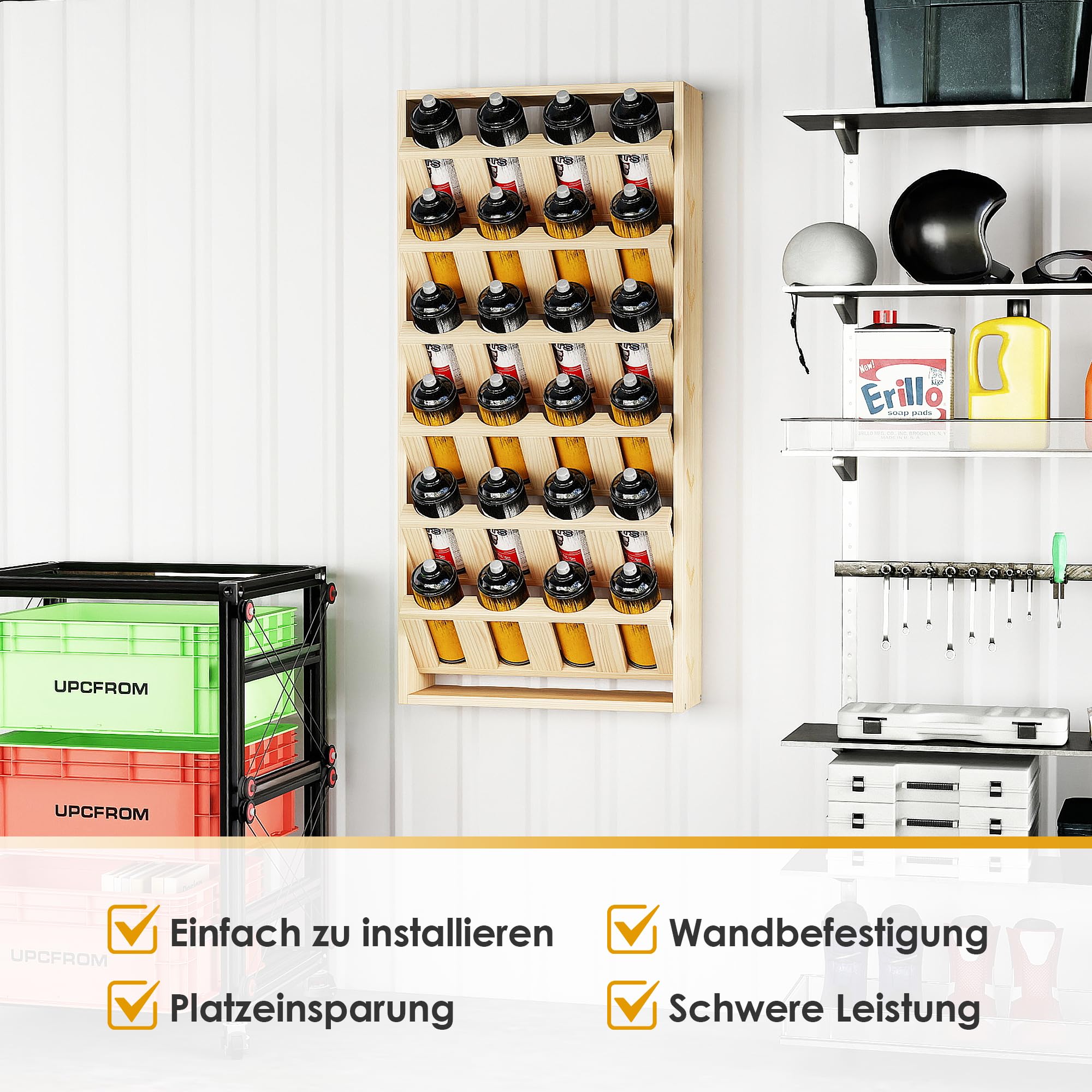 Sprühdosenhalter zur Wandmontage, 6-Tier Sprühdosenhalter Aufbewahrungsregal, 24 Sprühflaschen Farbflaschen Organizer Mit Großem Fassungsvermögen, Farbdosenhalter für Werkstätten, Garagen