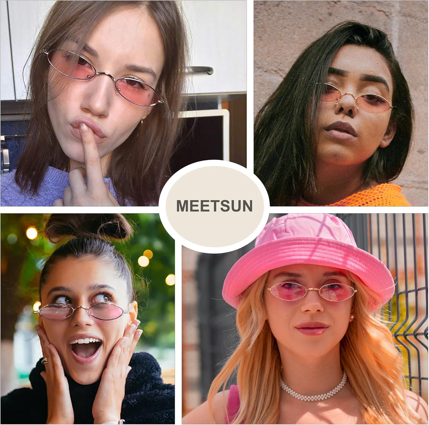 MEETSUN Vintage 90s Small Oval Sunglasses For Women Men Metal Frames Designer Gothic Glasses - Image 2