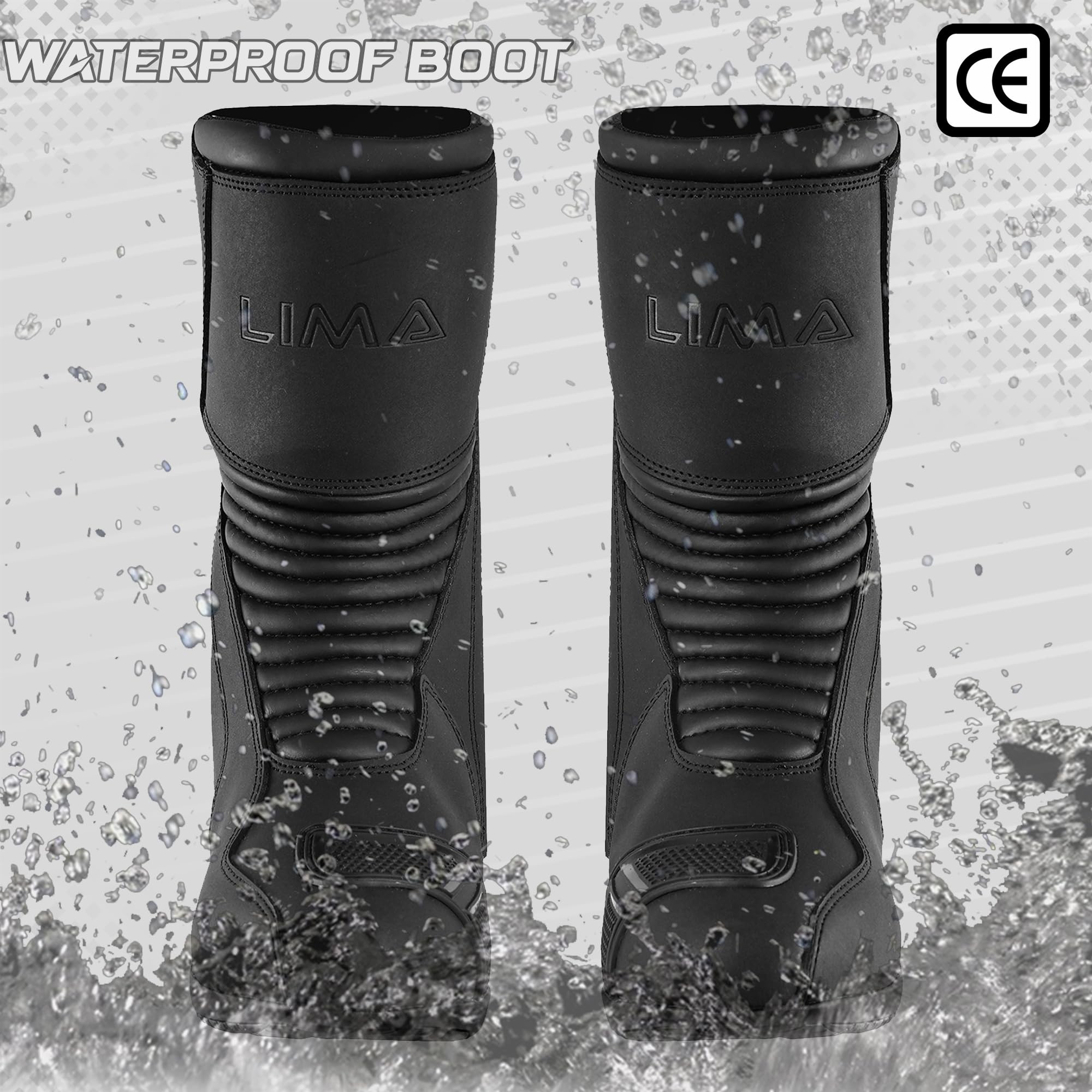 Botas de motocicleta de piel auténtica para hombre, aprobadas por la CE, impermeables, suela de goma antideslizante, protección reforzada