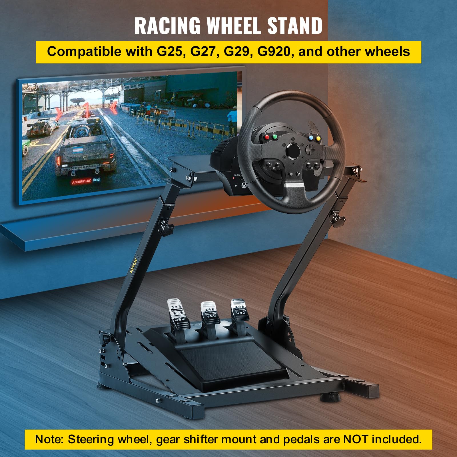 VEVOR Lenkradständer für Racing Simulator, kompatibel mit G29/G920/G27, Thrustmaster T300RS/TX, Fanatec, höhenverstellbar 62-80cm, klappbar