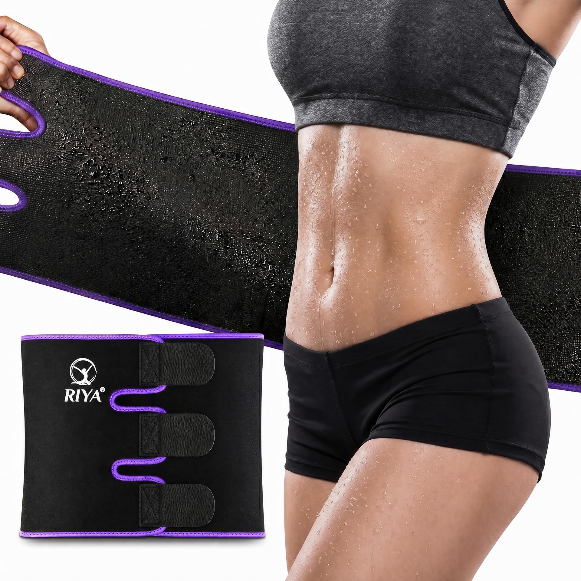 RIYA Waist Trimmer Sweat Waist Trainer for Women and Men Waist Sweat Belt Band Belly Stomach Wrap
