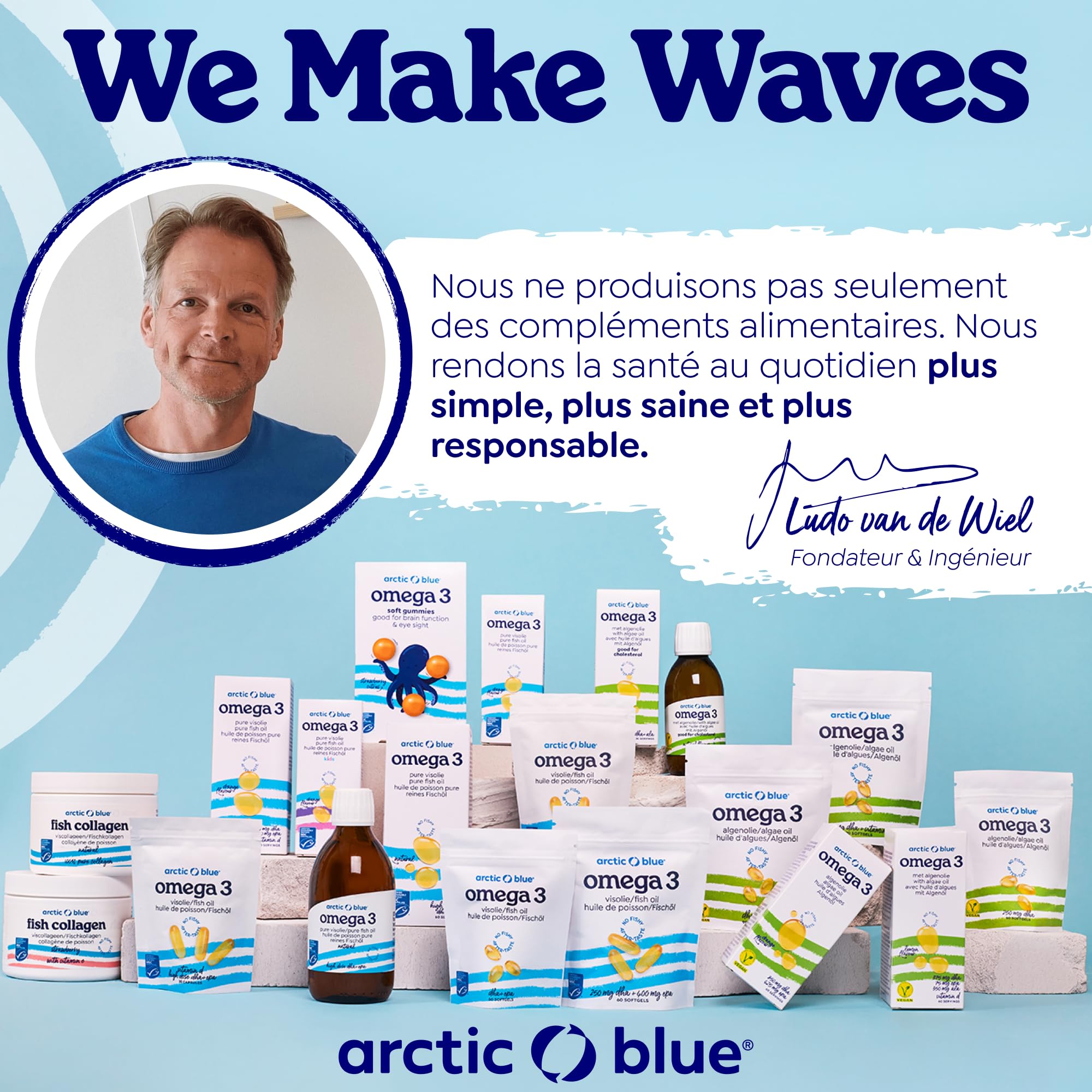 Arctic Blue Oméga-3 Huile de Poisson Liquide 250 ml — 450 mg de DHA + 380 mg d’EPA + 10 µg de Vitamine D3 par 5 ml — Huile de Morue Arctique MSC, Saveur Orange Douce, Pureté Maximale