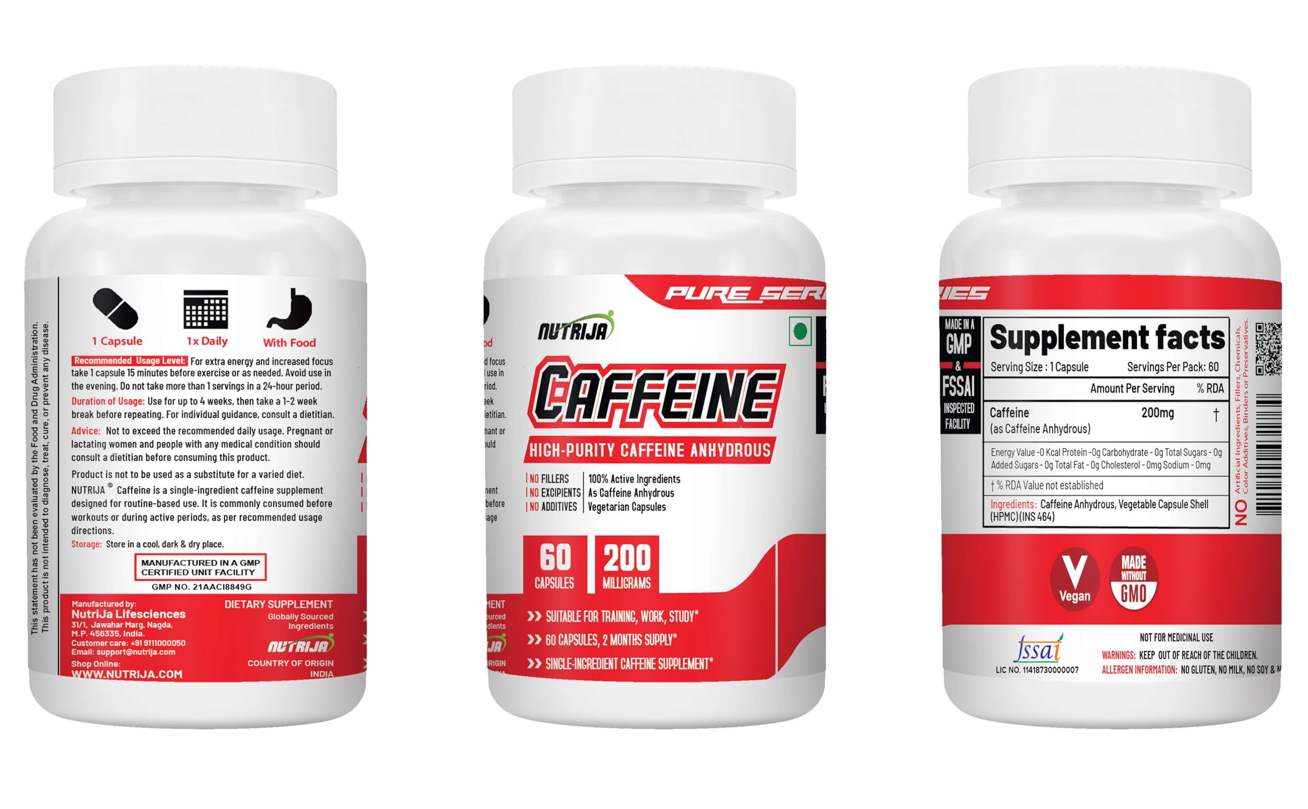 NutriJa Caffeine 200mg 60 Capsules | Pure & Potent | Boosts Performance & Metabolism 2