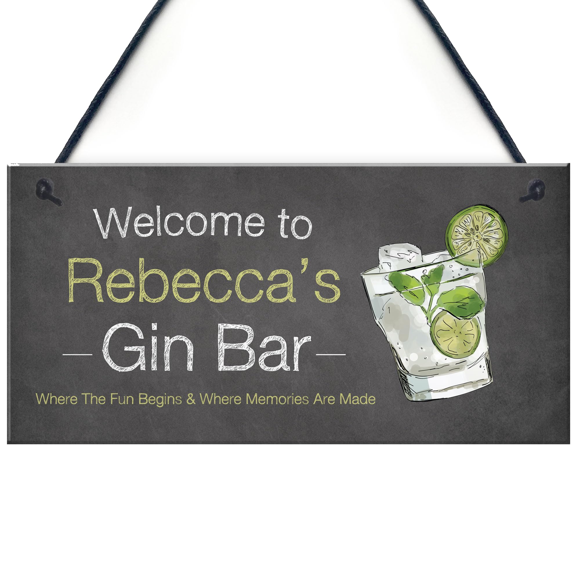 PERSONALISED Gin Bar Sign Shabby Chic Home Bar Gin Lover Gift Keespake