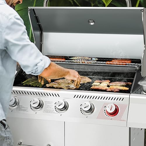 Miniatura 27 de Royal Gourmet GA5404H - Parrilla de gas propano de 5 quemadores con quemador lateral y estante de calentamiento, parrilla de barbacoa al aire libre