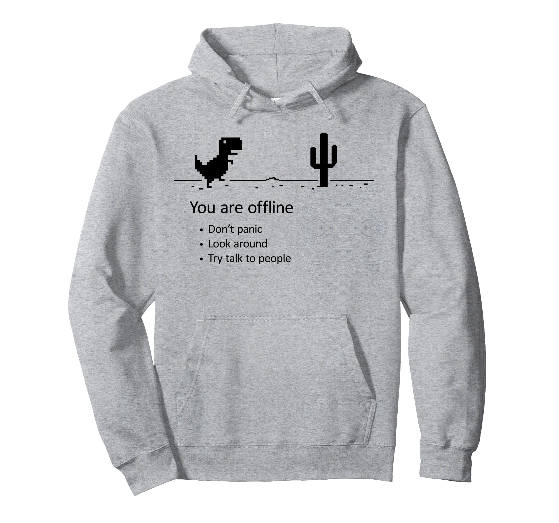 You are offline - Low Resolution Pixel Dinosaur Screen Pullover Hoodie