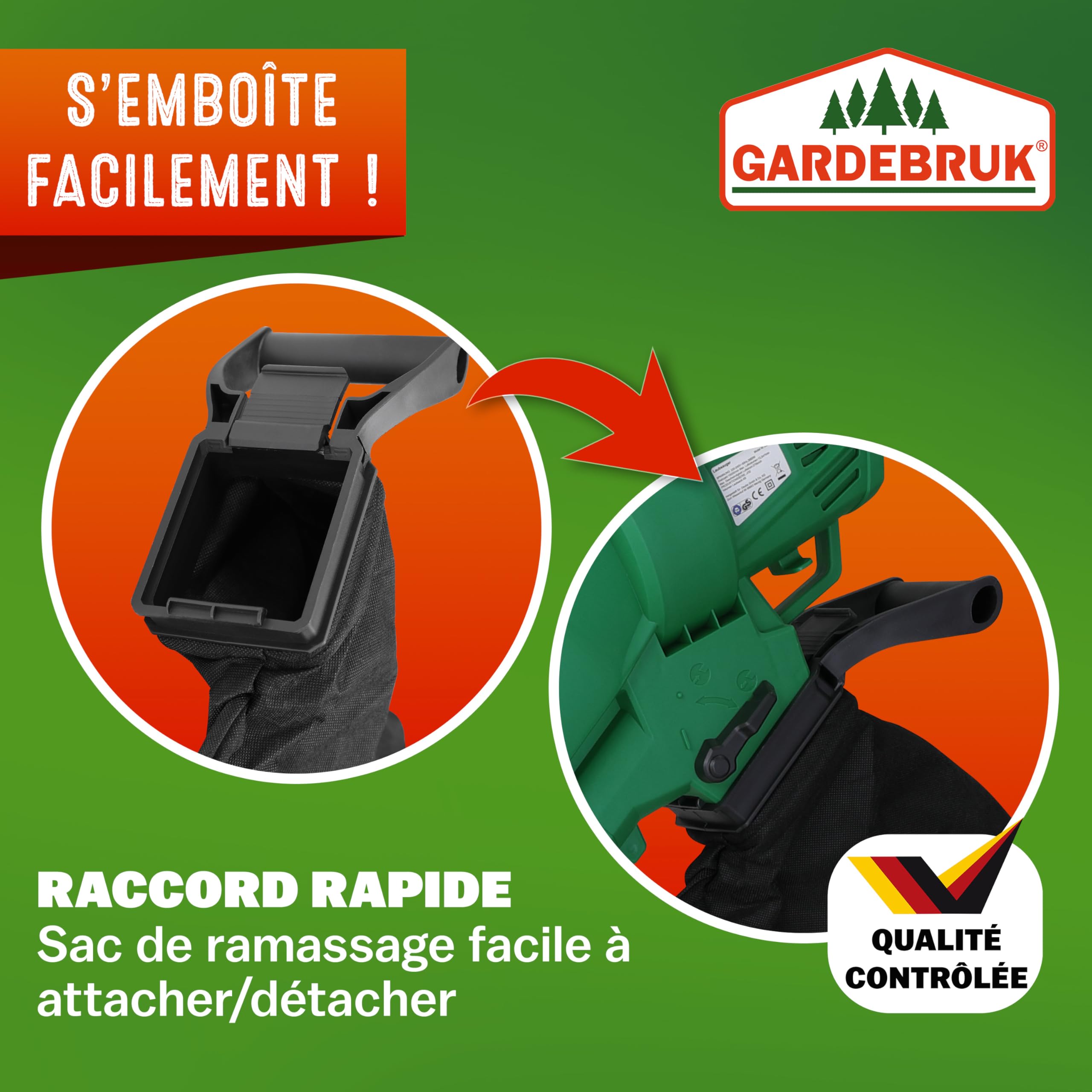 GARDEBRUK® Aspirateur Souffleur Broyeur Électrique 3en1 3000W 270 km/h Bac 45L