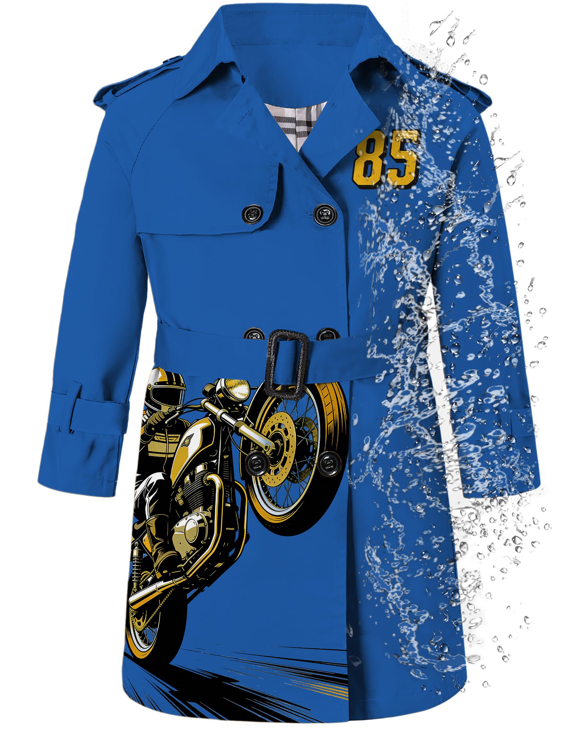 Betusline Boys Waterproof Trench Coat Double Breasted Classic Belted Outwear Jacket Dress Coats