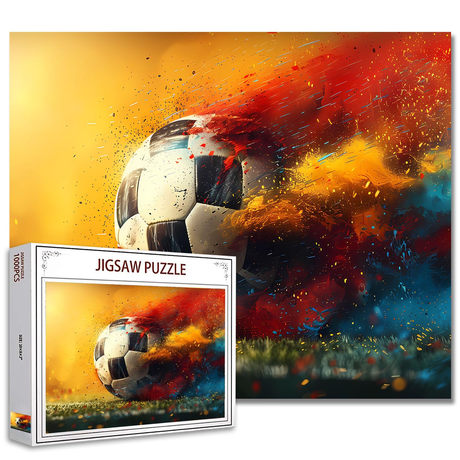 Tucocoo Flying Soccer Jigsaw Puzzle 1000 Pieces Puzzles for Adults, Sports Ball Art Jigsaw Puzzles for Difficult Challenging Family Activity Educational Games DIY Crafts Puzzle for Home Decor Gifts — image 1