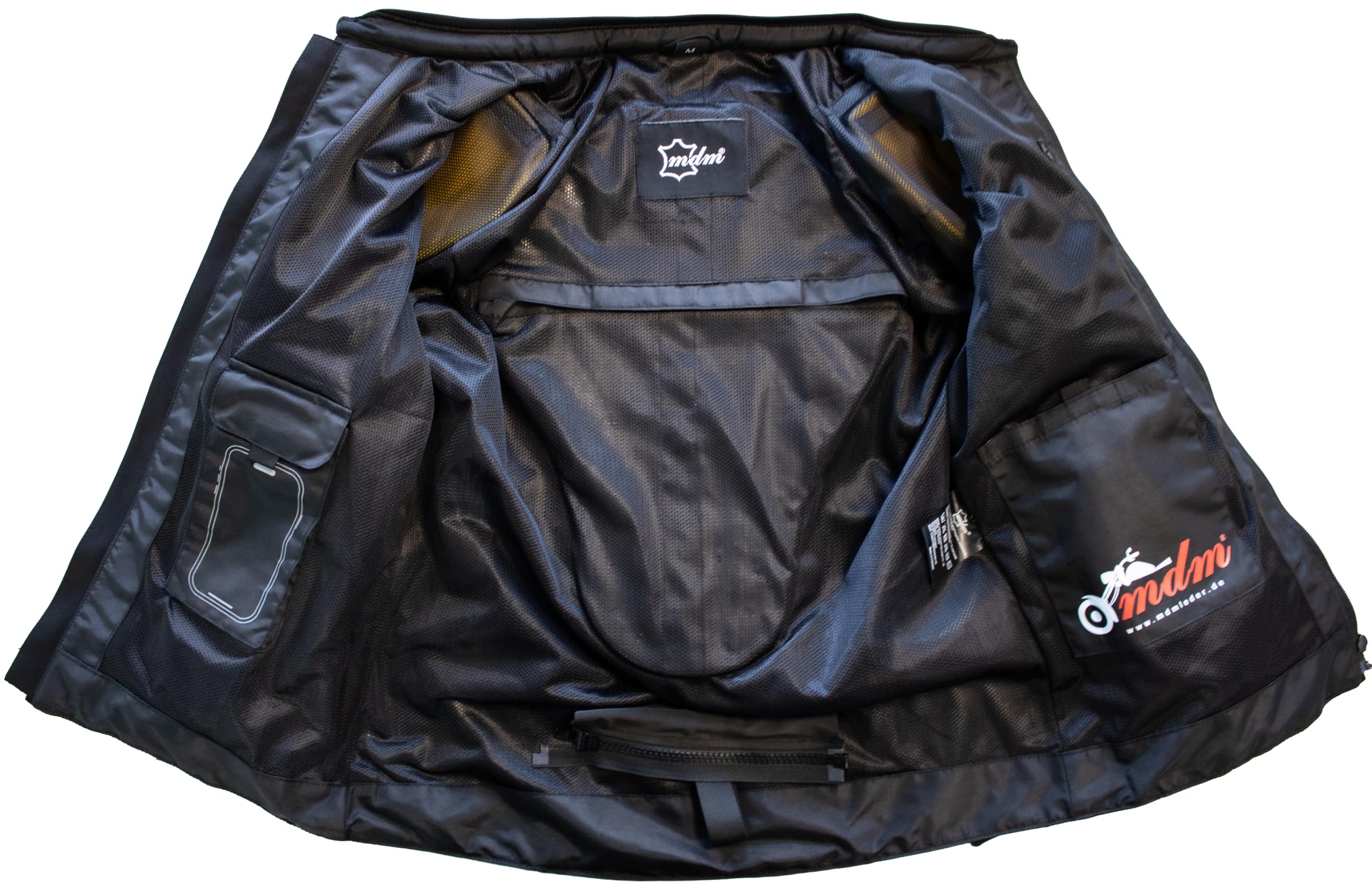 MDM Motorradjacke Herren Sommer Mesh mit Protektoren, Atmungsaktive Motorradjacke mit Rückenprotektor, Belüftung, Schwarz