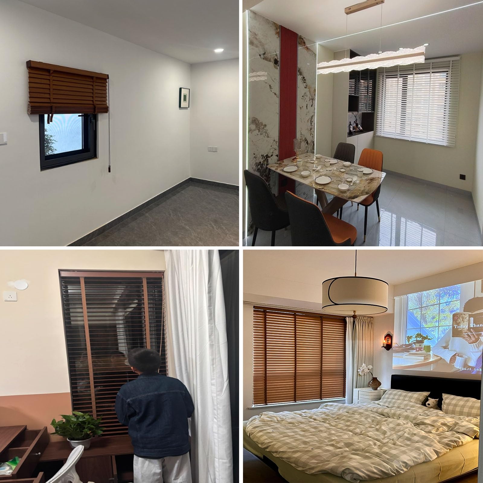 Tenda Veneziana Su Misura Tende Veneziana in Finto Legno Larghezza 25-165cm Altezza 50-290cm Persiane Veneziane Protezione Solare per Finestre Interne 50mm Lamelle(Black Walnut)