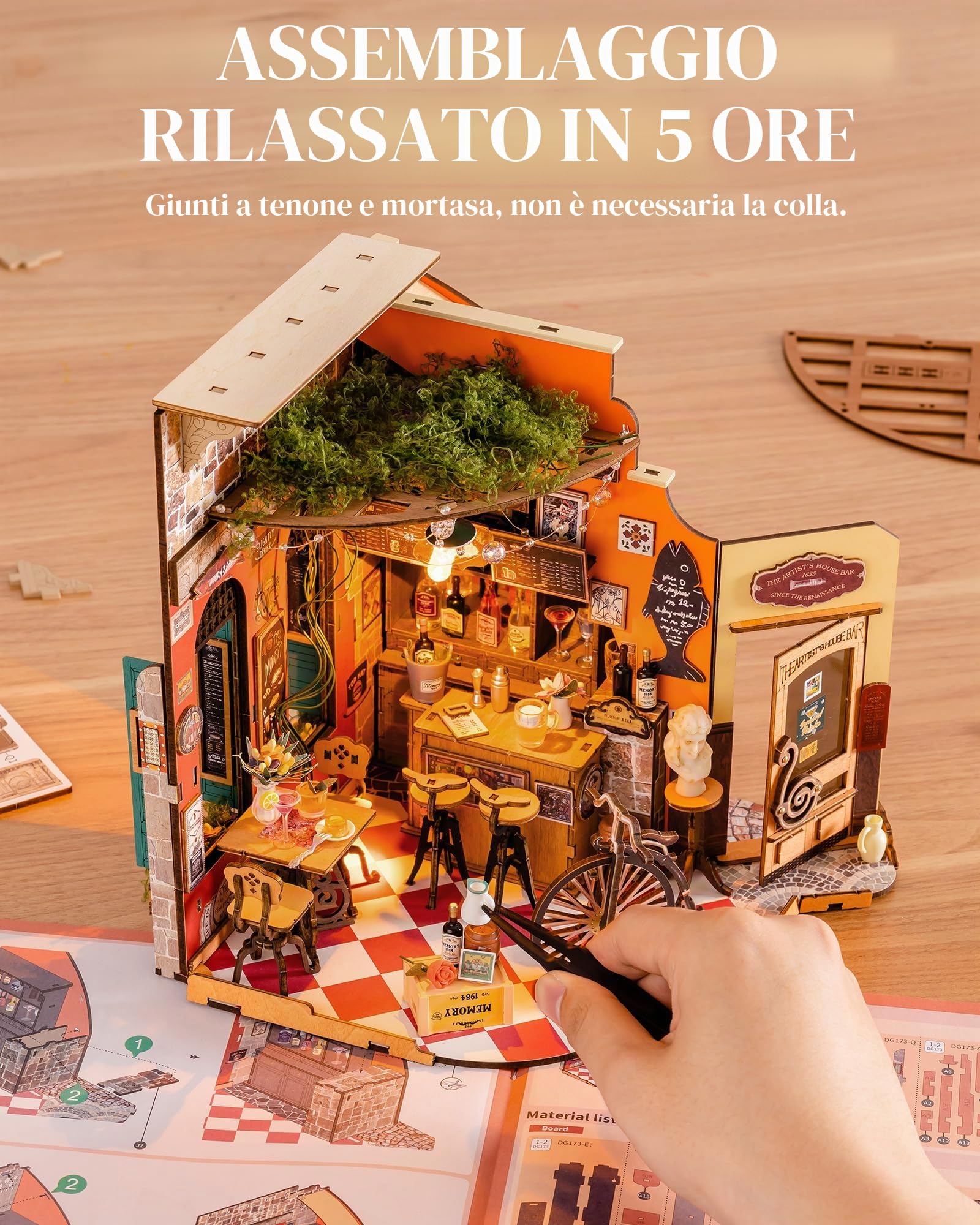 Rolife Kit Fai-da-te Casa Miniatura Cheers Bar Kit Modello per Adulti da Costruire Casa delle Bambole Miniatura Decorazione per la Casa Regalo di Compleanno