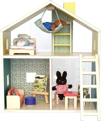 Manhattan Toy Little Nook - Casa de juegos de madera de 19 piezas con loft para niños de 3 años en adelante