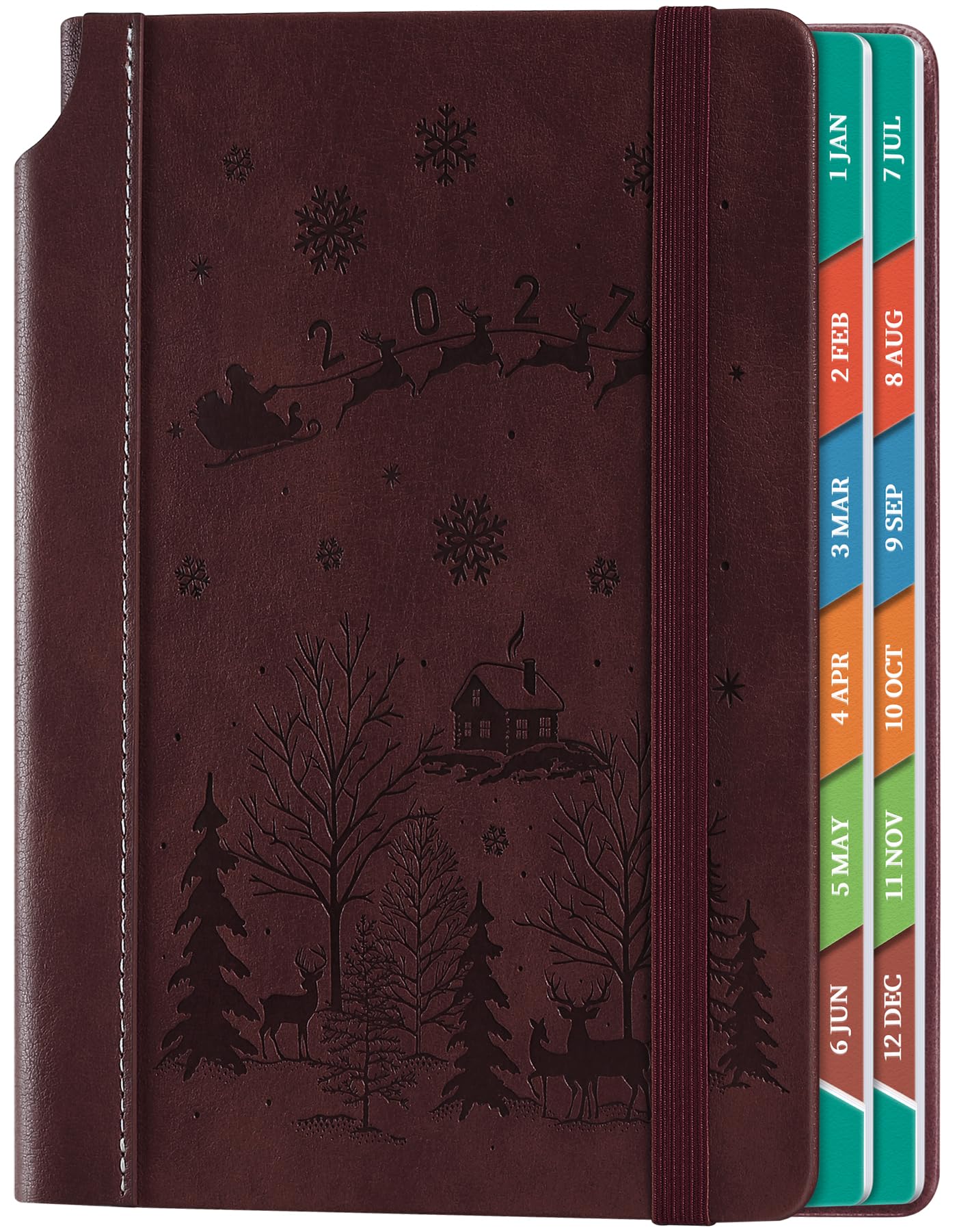 ZXHQ Diary 2027 Day Per Page, Full Year Daily Planner 2027 - Burgundy