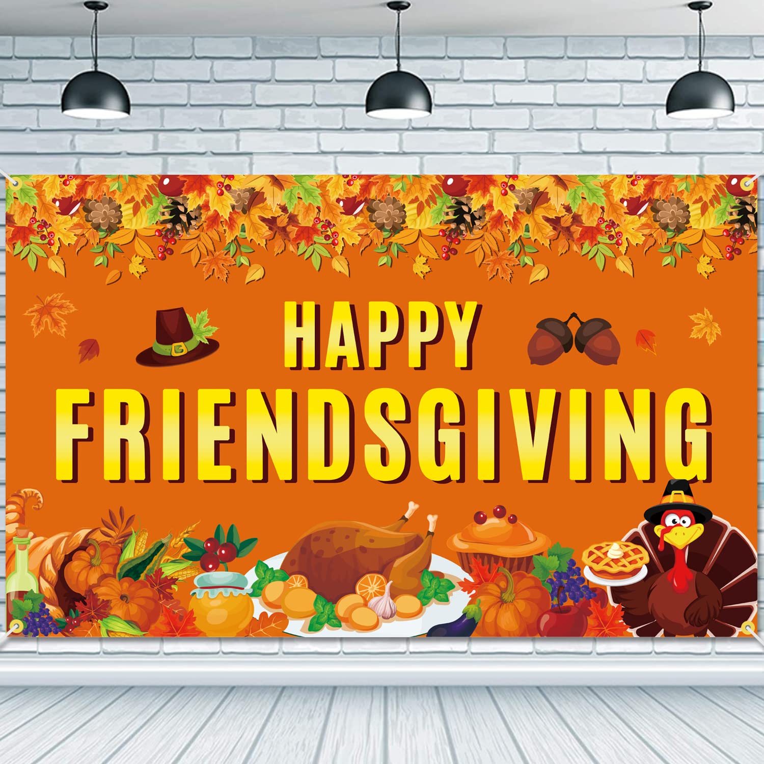 Friendsgiving Banner – 183 X 112 Cm Groß, Stoff, Mit „Happy Friendsgiving“ Aufdruck, Für Thanksgiving-Party Dekoration