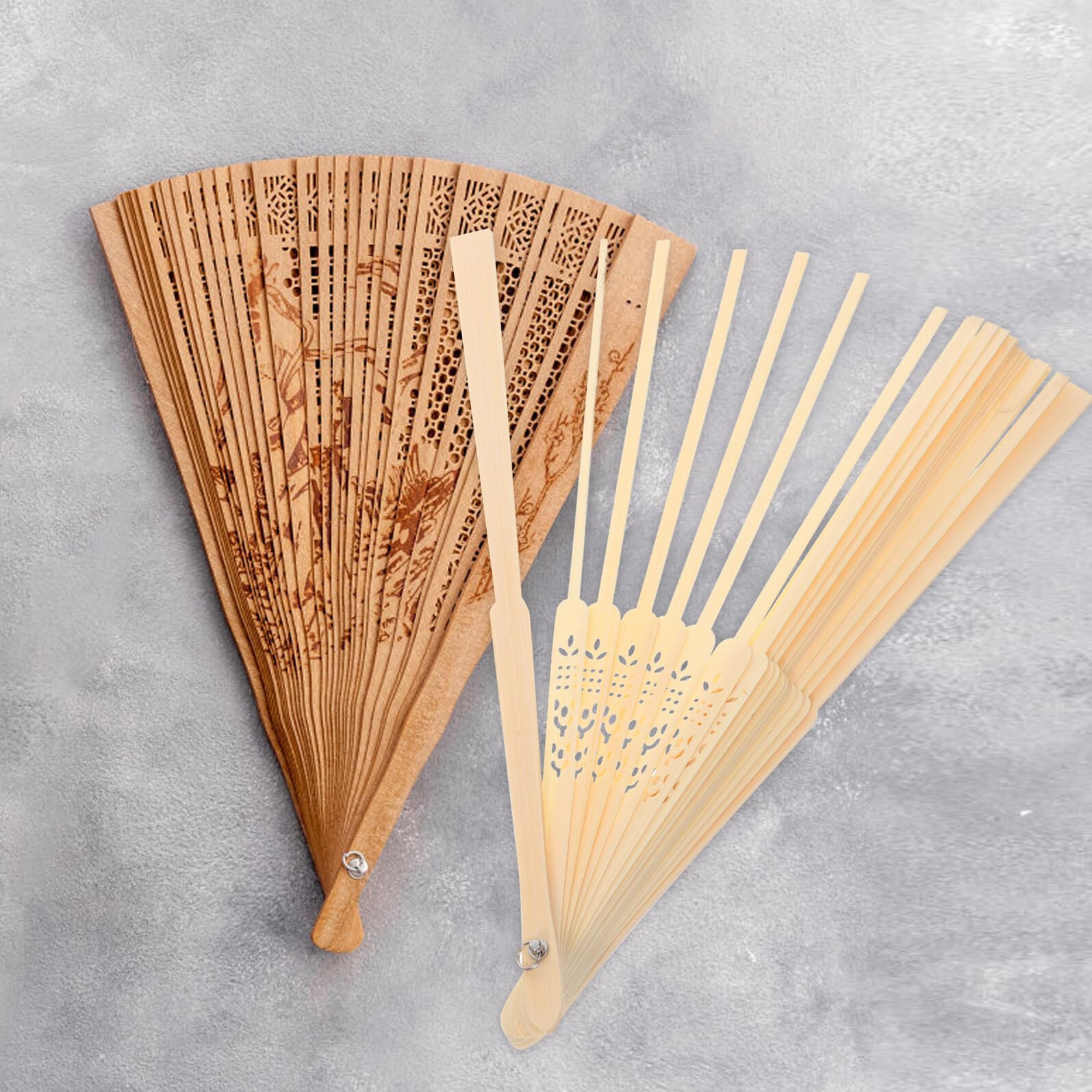 Angoily Marco de Abanico Estilo Japonés DIY Esqueleto Plegable de Abanico Natural sin Tela Material Ligero y Resistente para Hacer y Boda Accesorio para Manualidades y Fiestas
