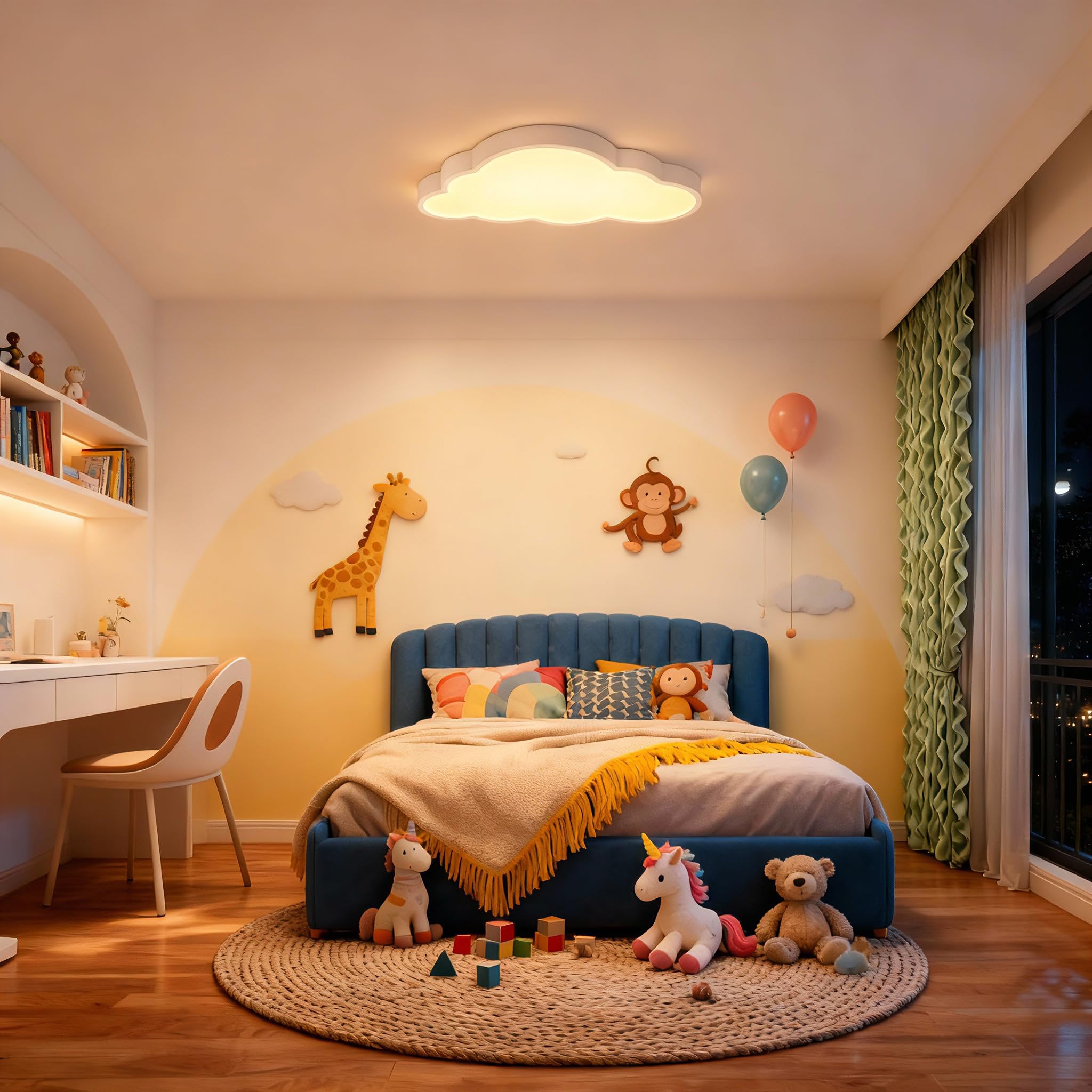 UISEBRT Lampada da soffitto a LED con nuvole, per cameretta dei bambini, 48 W, ultra sottile, dimmerabile, creativa, con telecomando, per cameretta dei bambini, camera da letto, soggiorno