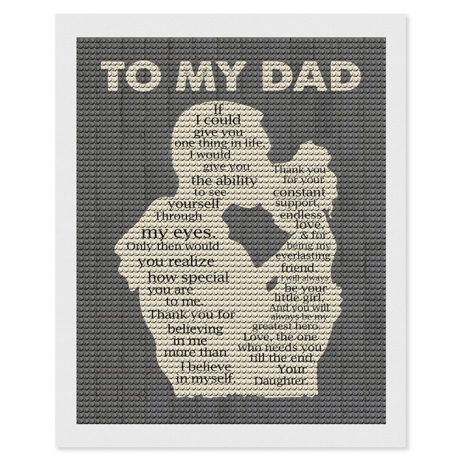 Junmoney to My Dad Thank You Full Drill Diamond Painting Kit 16"x20", Sparkling Round Gems, Decorate Your Room, Mindful Craft Activity