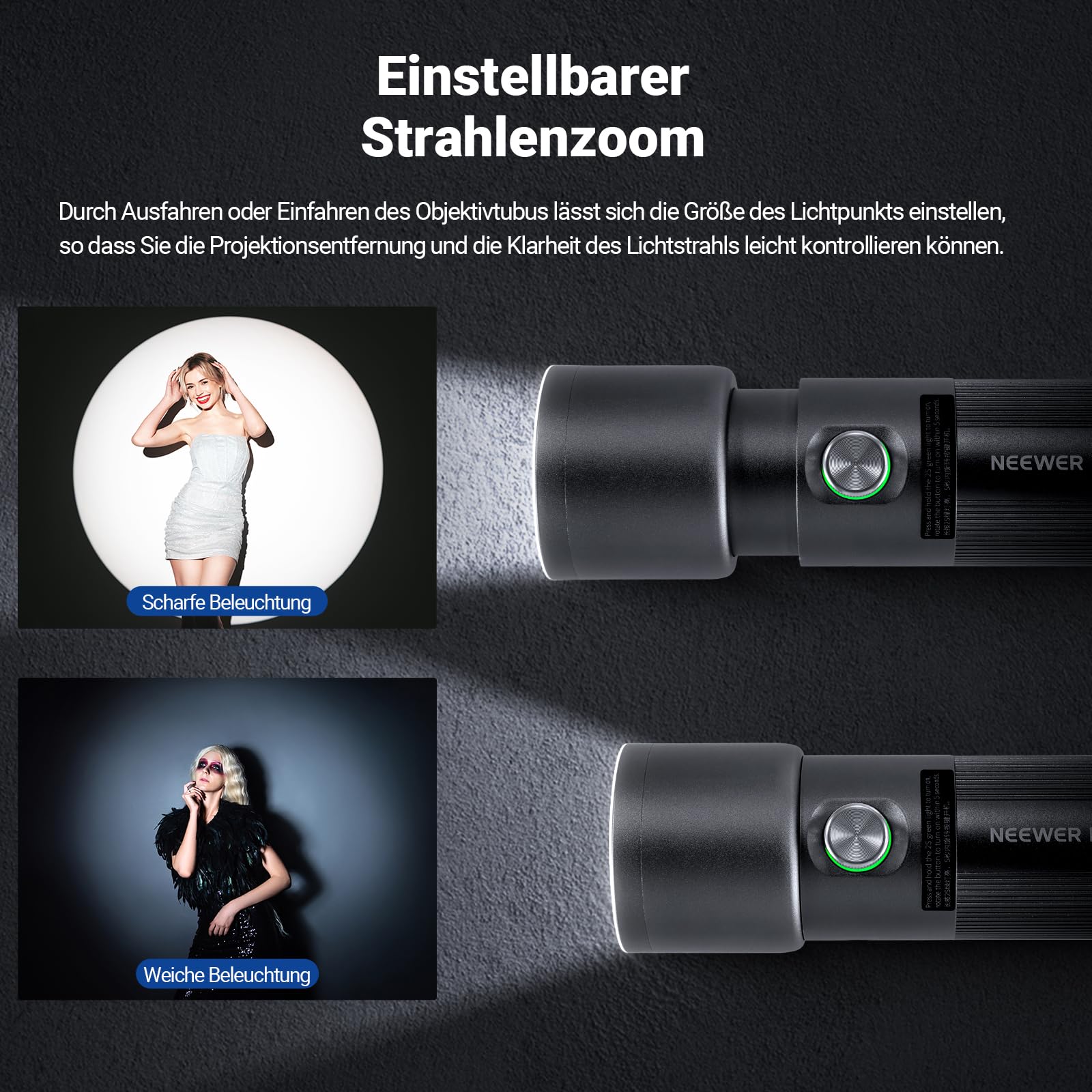 NEEWER Basics Taschenlampe für Fotografie, FL10 RGB LED Spotlight, 10W 6300K gemustertes Umgebungslicht aus Aluminium, 7500mAh/4 Farben/20 GOBO Filter/CRI95+, USB Sunset Video Fülllicht für Fotostudio