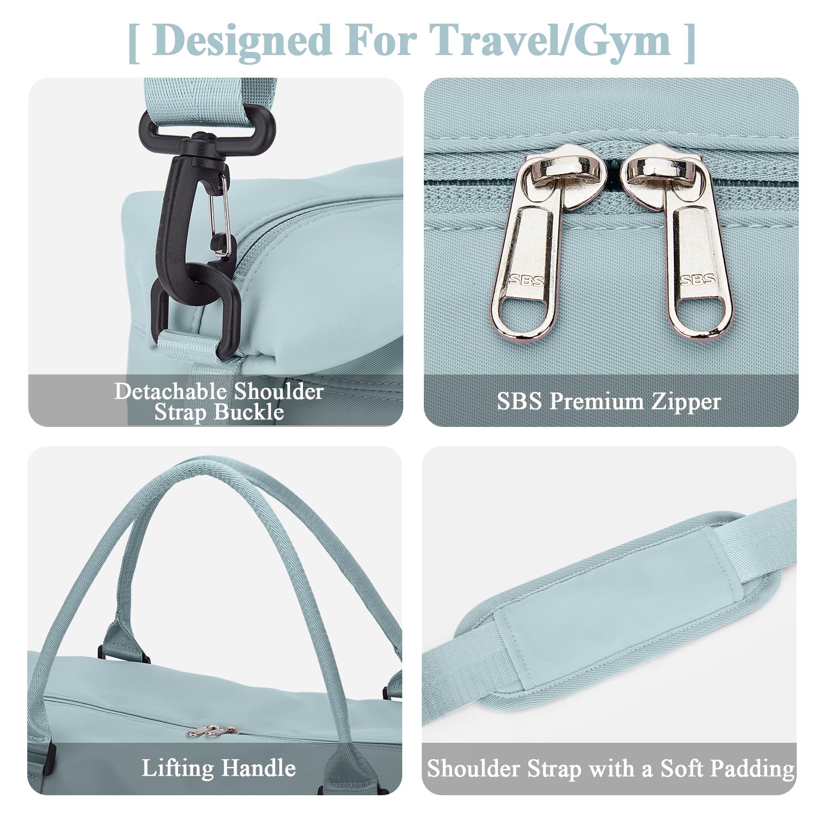 Borsone da Viaggio Donna, Bagaglio a Mano Borsa da Viaggio con Scomparto per le Scarpe, Borsa Sportiva Borsone da Palestra Grande, Borsa da Weekend, Borsa per Ospedale,A6 blu