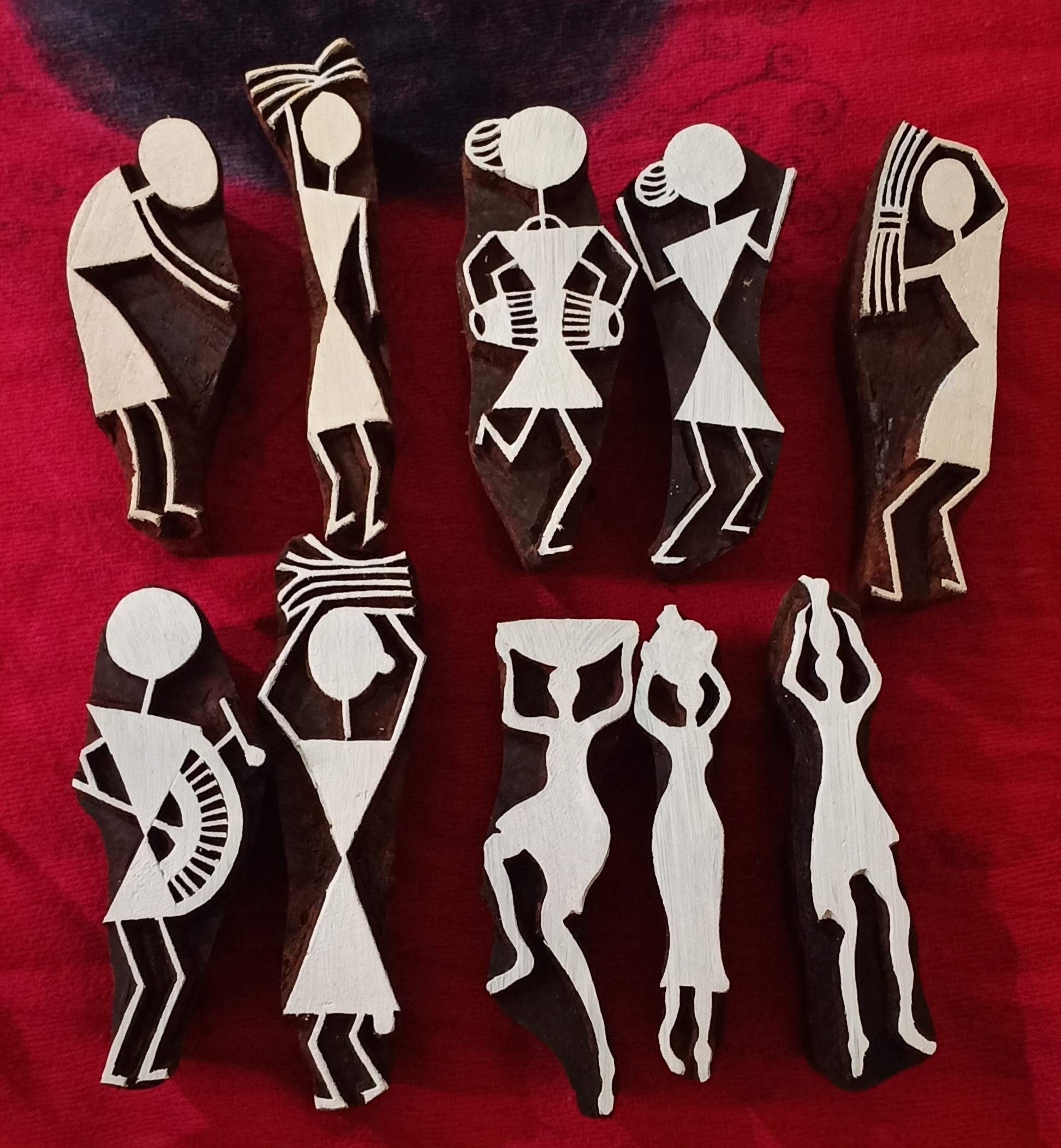 A.blocks Arts Hand Made Wooden Hand Carved Printing warli Block Stamp for Mehandi/Textile Printing/Pottery Craft/Saree Border/Canvas Painting - Set of 10 Piece (Size - 3 inch , Brown ) (B08FH3ML6D) Amazon Price History, Amazon Price Tracker