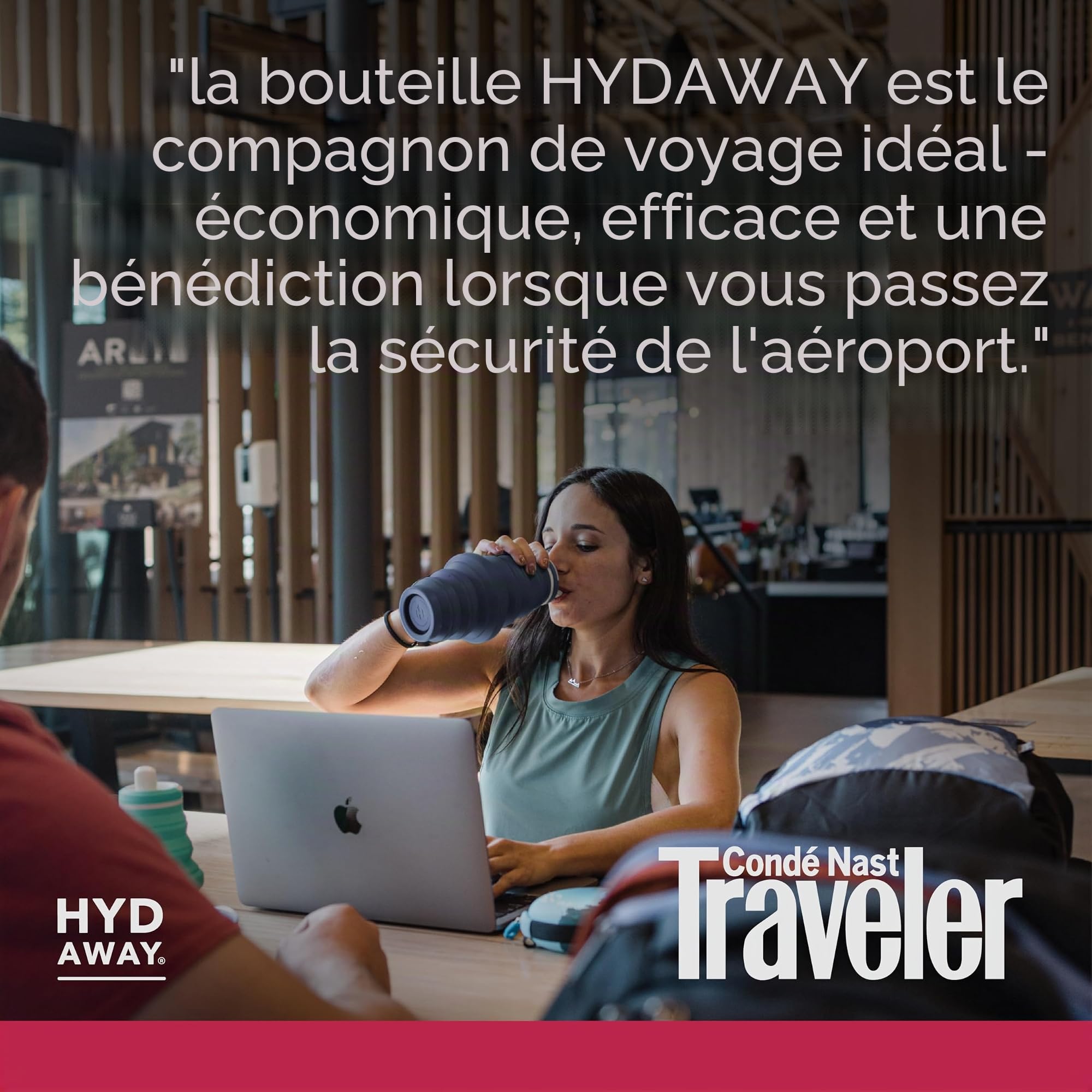 HYDAWAY - Bouteille d'eau pliable, couvercle à rabat, facile à emporter, pratique lors de vos déplacements, silicone de qualité alimentaire, 750 ml