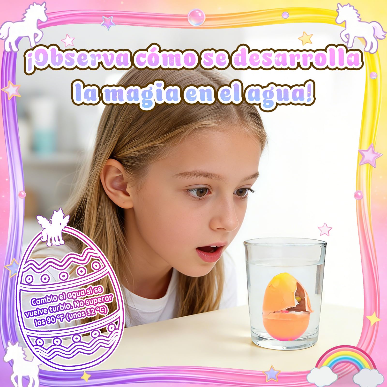 MOMUSE Huevo de Unicornio para Niños 6 PCS, Kit de Manualidades, Regalo Niñas 4 Años, Regalos de Pascua, Regalos para Fiestas de Cumpleaños Niñas Niños 3 4 5 6 7 8 Años