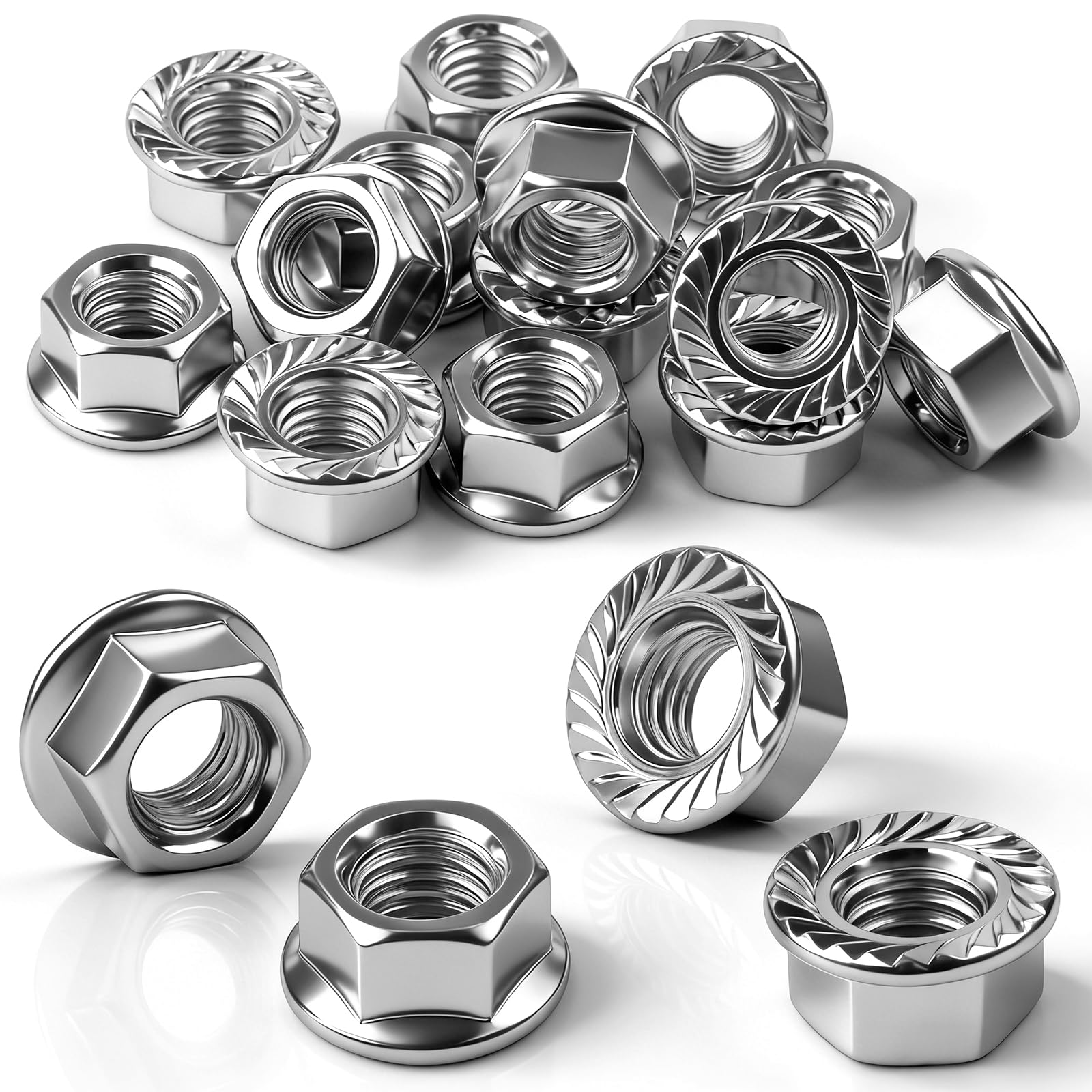 qjuwhua 50 Pieces M10 Serrated Flanged Nuts 10mm Hexagonal Nuts DIN 6923