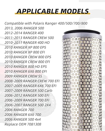 Miniatura 8 de 7081308 - Filtro de aire Ranger compatible con Polaris Ranger 500 2006-2013 Ranger 700 2006-2009 Ranger 400 2010-2014 Ranger 800 2010 Ranger Crew SS