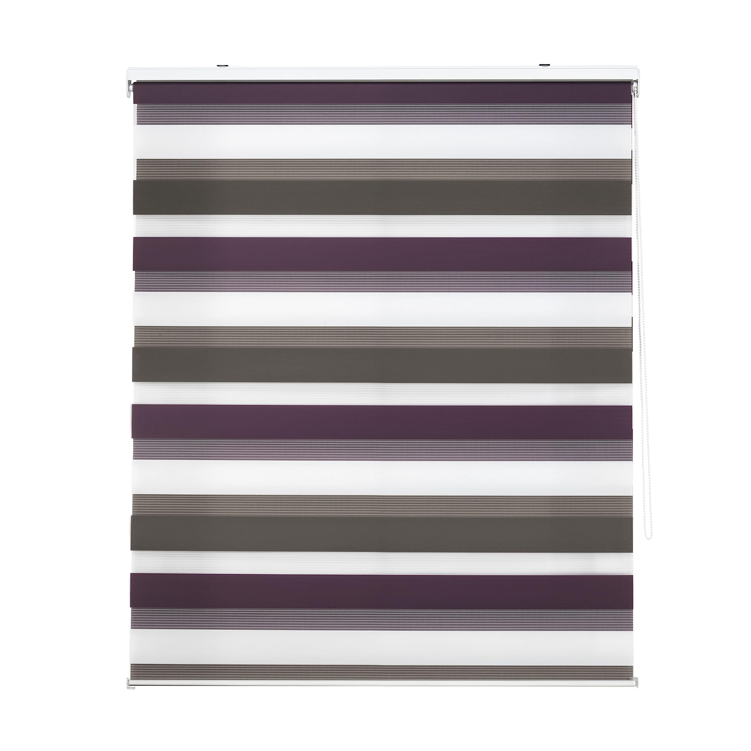 Decorblind | Double Layer Roller Blind Night and Day Installation Wall or Ceiling, Blind Size: 80 x 180 cm Width x Length/Fabric Dimensions: 77 x 175 cm – Tricolour Blind Brown-Violet-White, Window