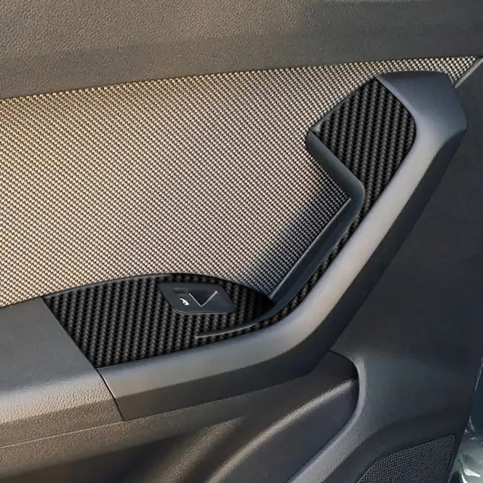 KUNGKIC Für Seat Ateca 5F 2016-2026 Cupra Ateca 5F 2018-2026 Kohlefaser Auto Bedienfeld Fensterglas Hebe Schalter Konsole Abdeckung Aufkleber Dekorative Innenbereich Zubehör 4PC(Schwarz)