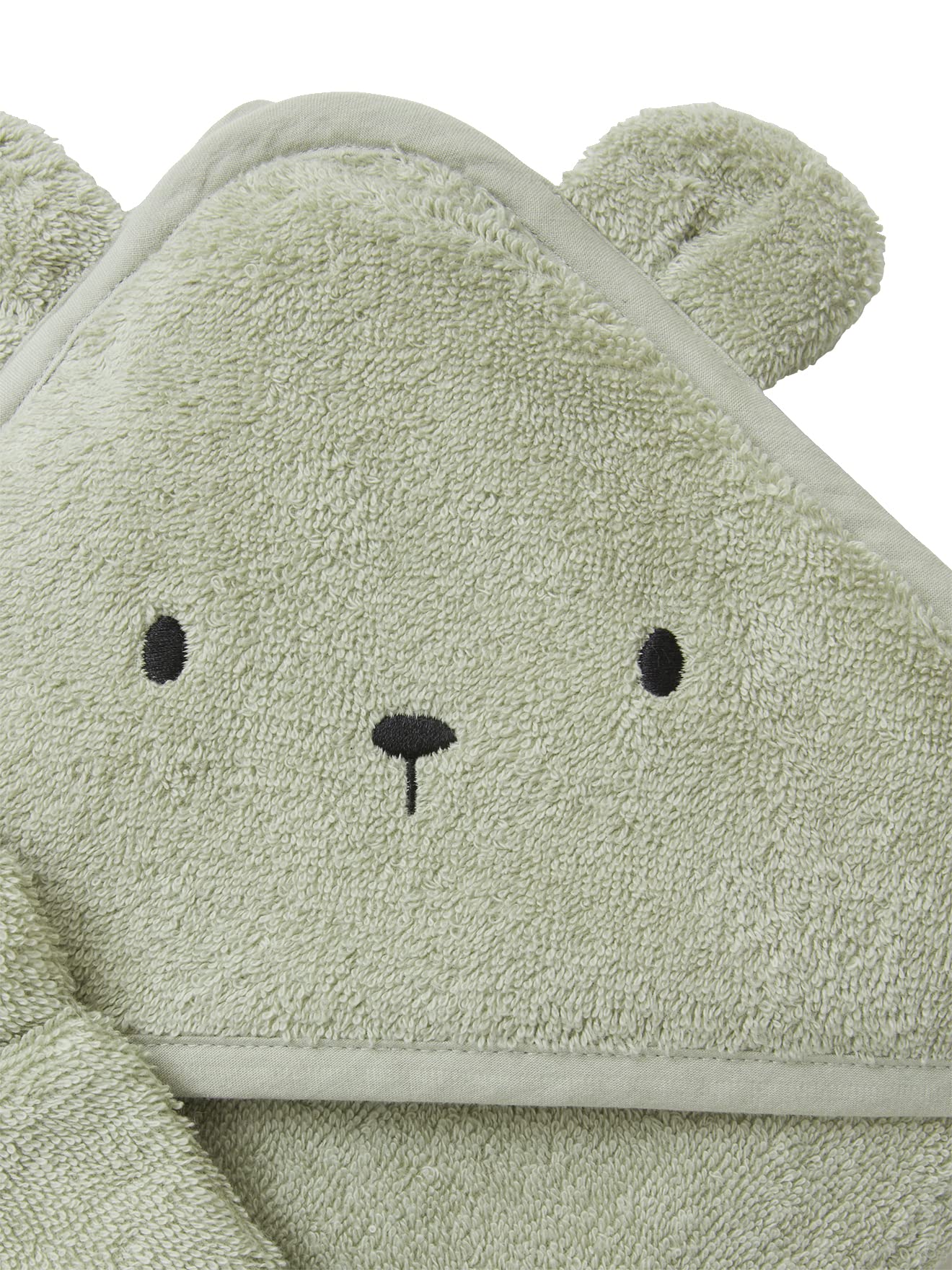 VERTBAUDET Cape de bain + gant coton bio amande 100X100