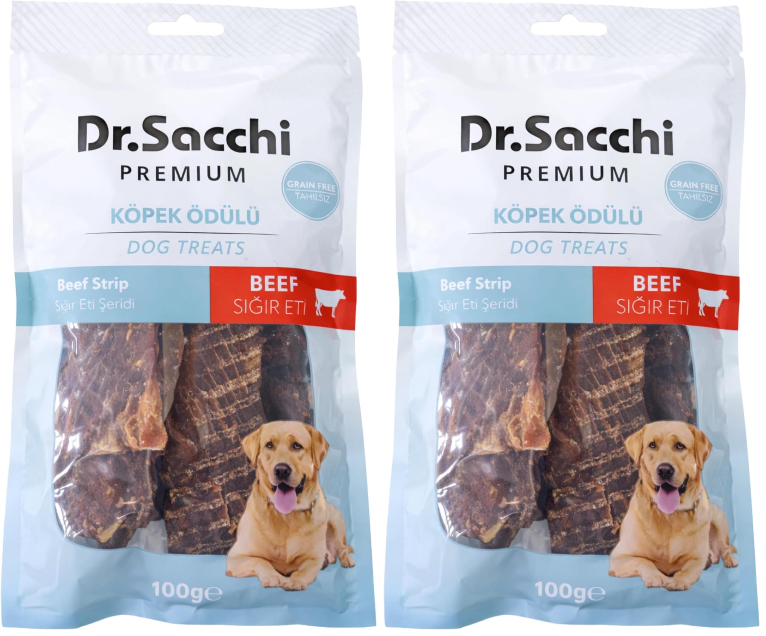 Dr.Sacchi Premium Sığır Eti Şeritli Tahılsız Köpek Ödülü 100 Gr (2 paketi)