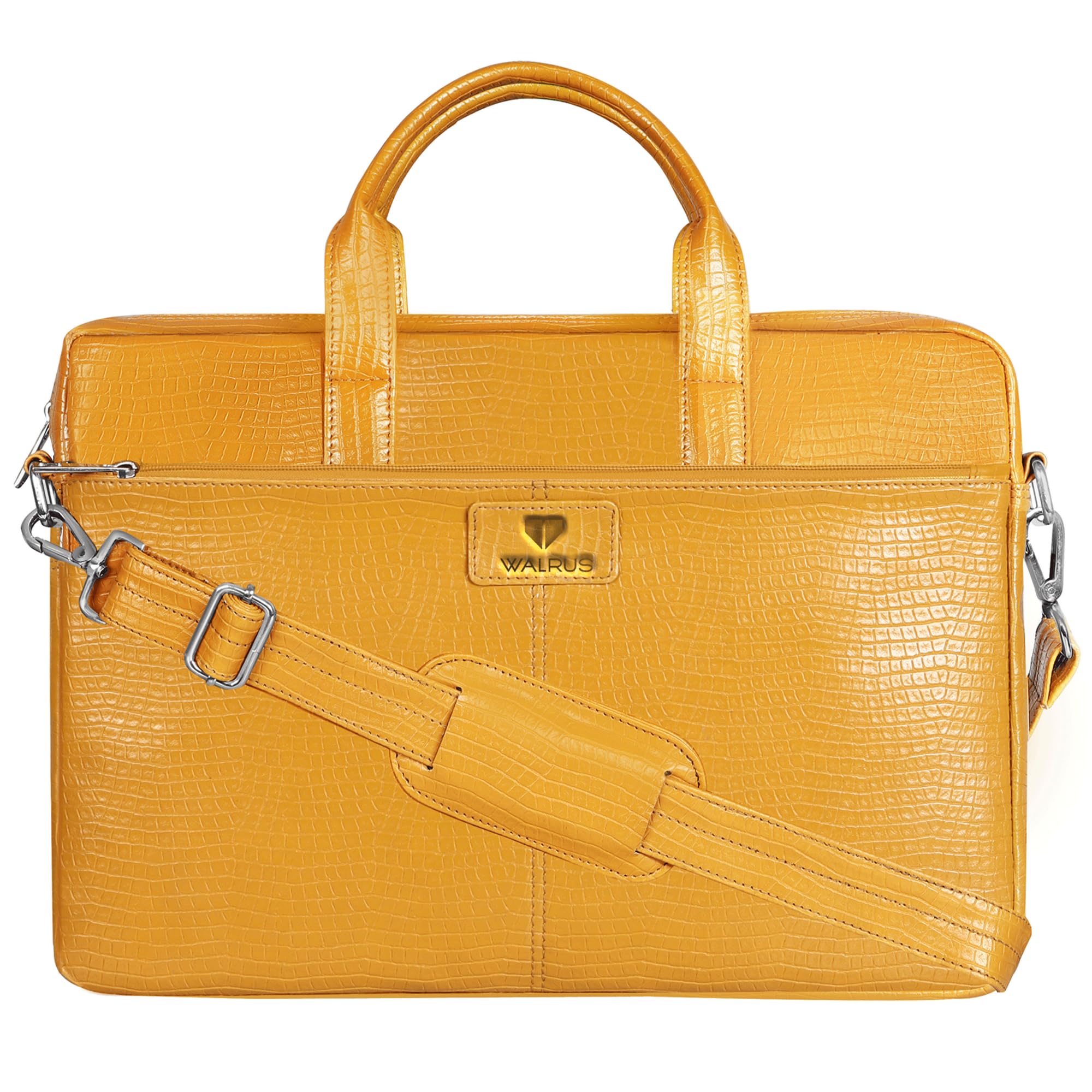 Walrus 15.6 Inch Laptop Bag with Sleeve - Colorpop Series, Yellow Vegan Leather, Multi-Pocket, Lightweight & Fashionable- Expandable Office Bag for Men & Women (B0CSPBT5X3) Amazon Price History, Amazon Price Tracker