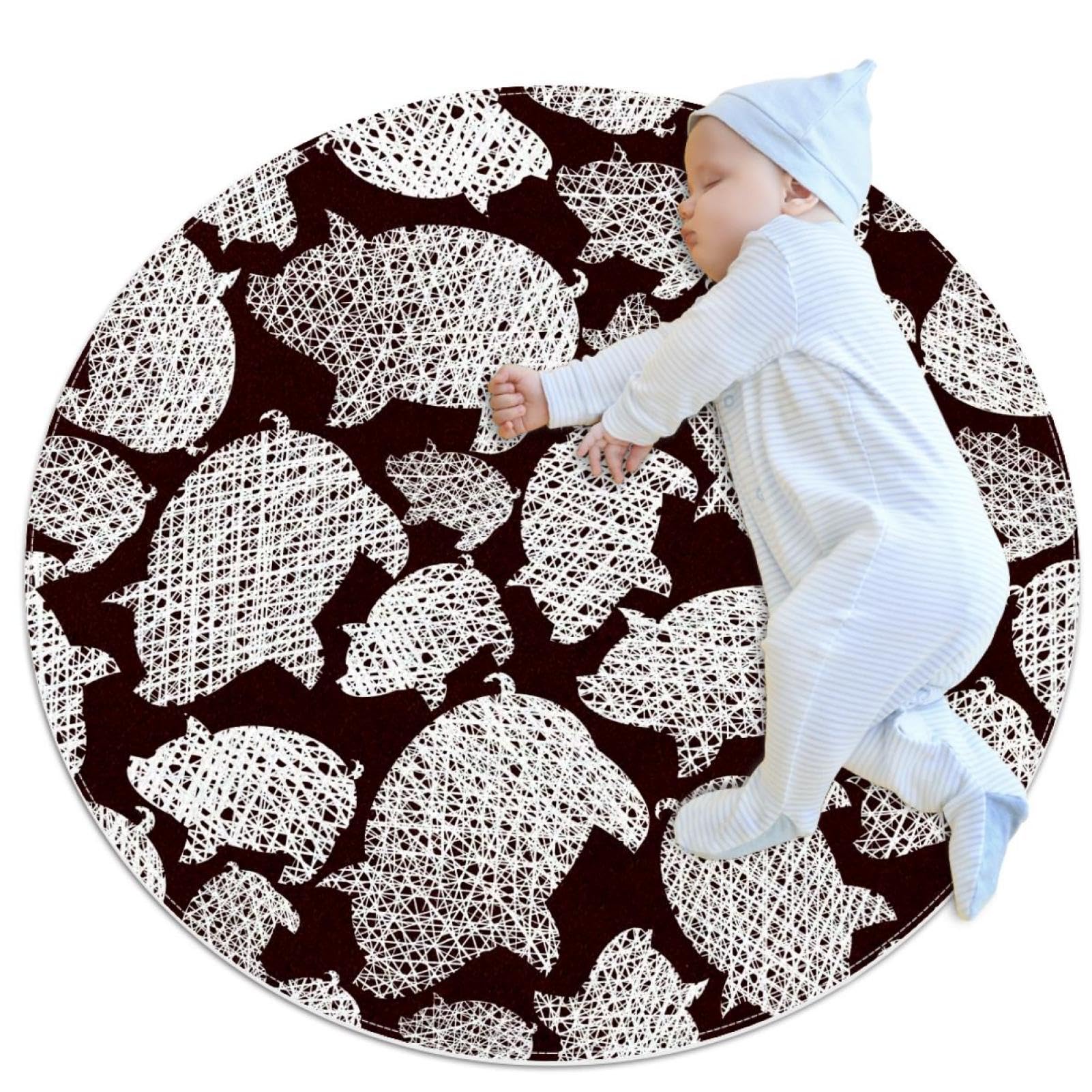 Tapis de salle de bain rond cochon de 1m antidérapant pour chambre