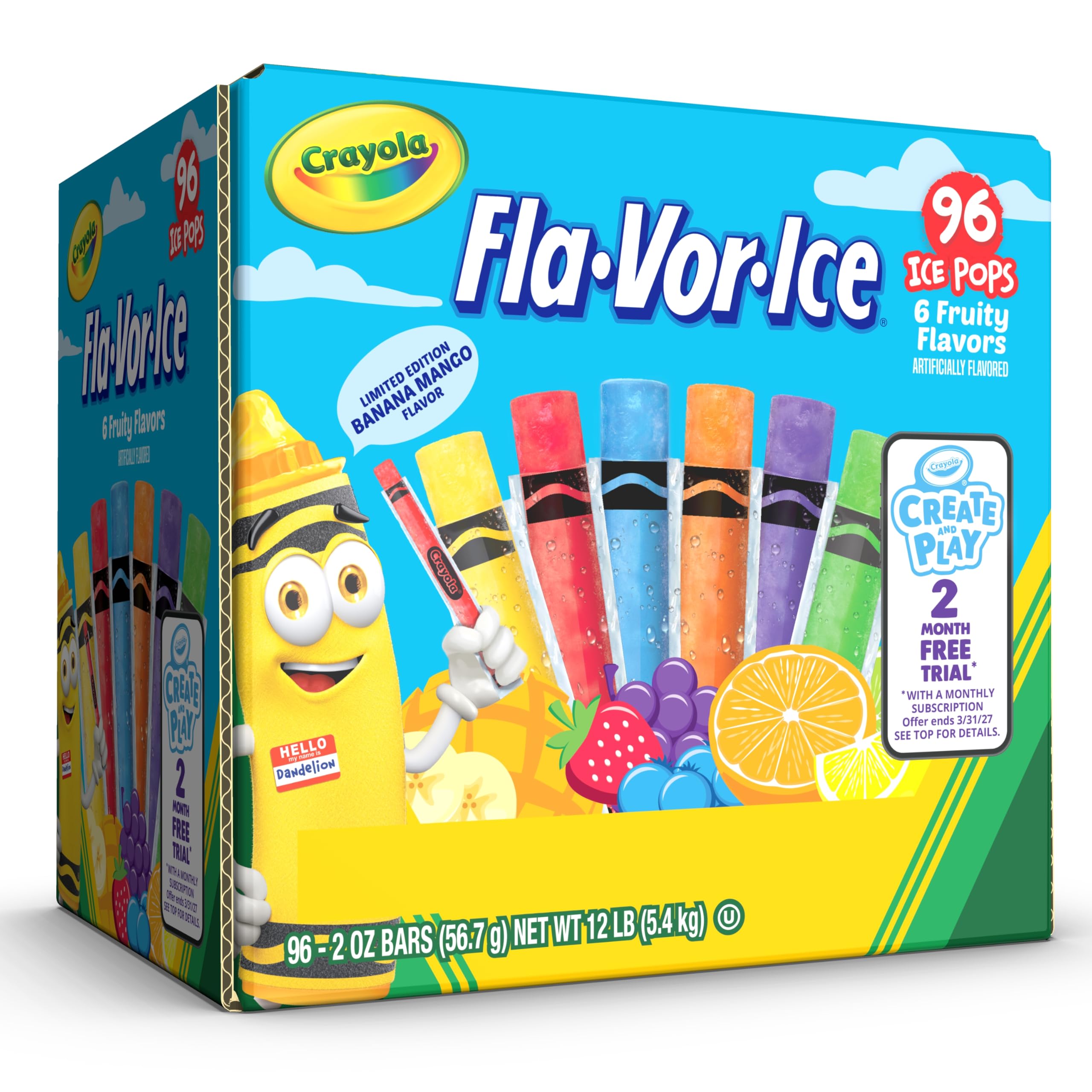 Amazon.com: Crayola Fla-Vor-Ice Popsicle Variety Pack of 2 Oz